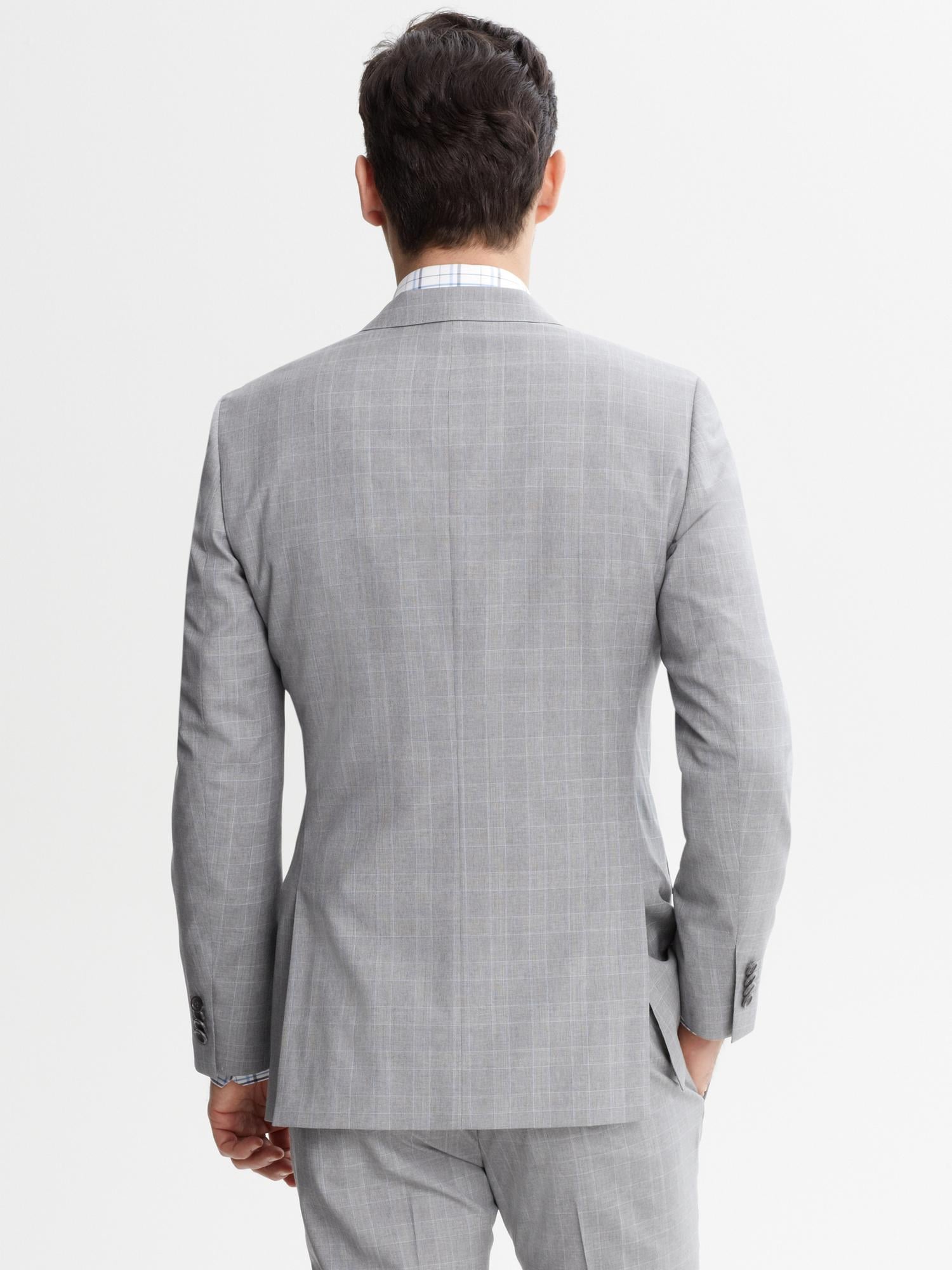 BR Monogram Grey Plaid Italian Wool Suit Jacket | Banana Republic