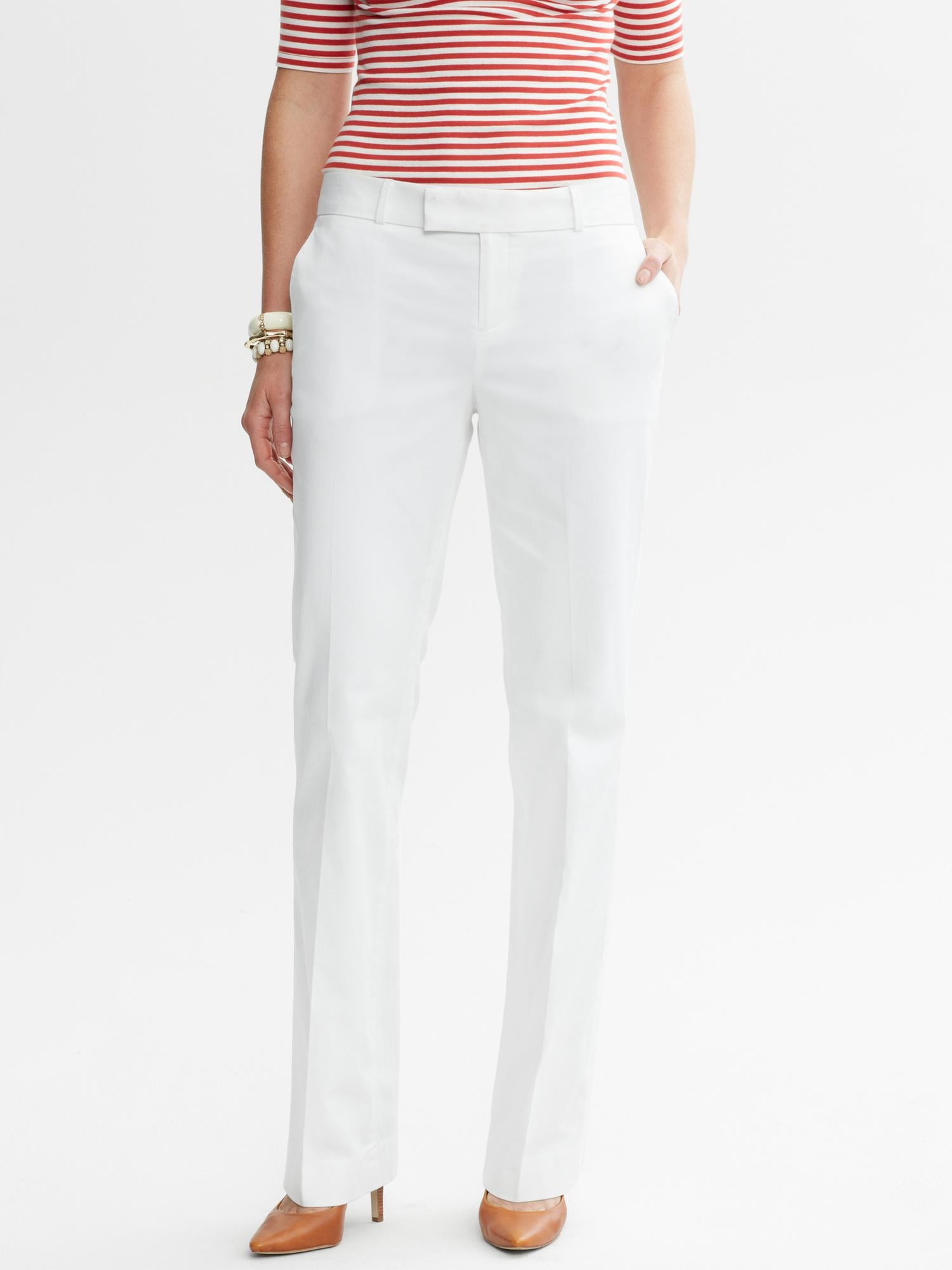 Martin-Fit White Sateen Straight Leg