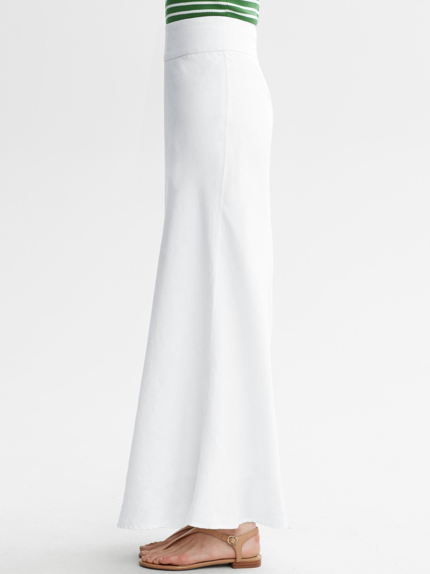 banana republic white linen skirt
