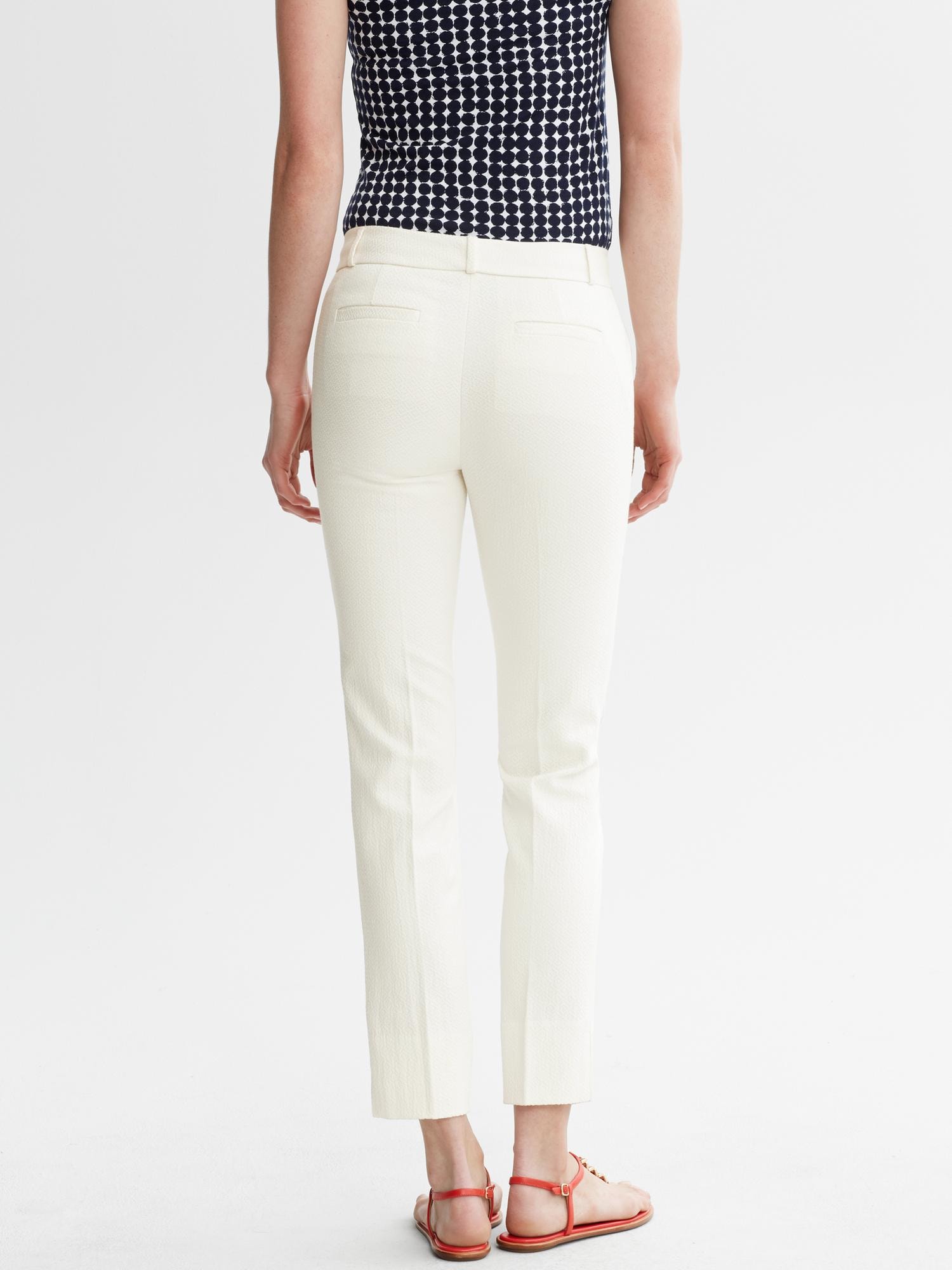 Camden-Fit Textured Ivory Ankle Pant