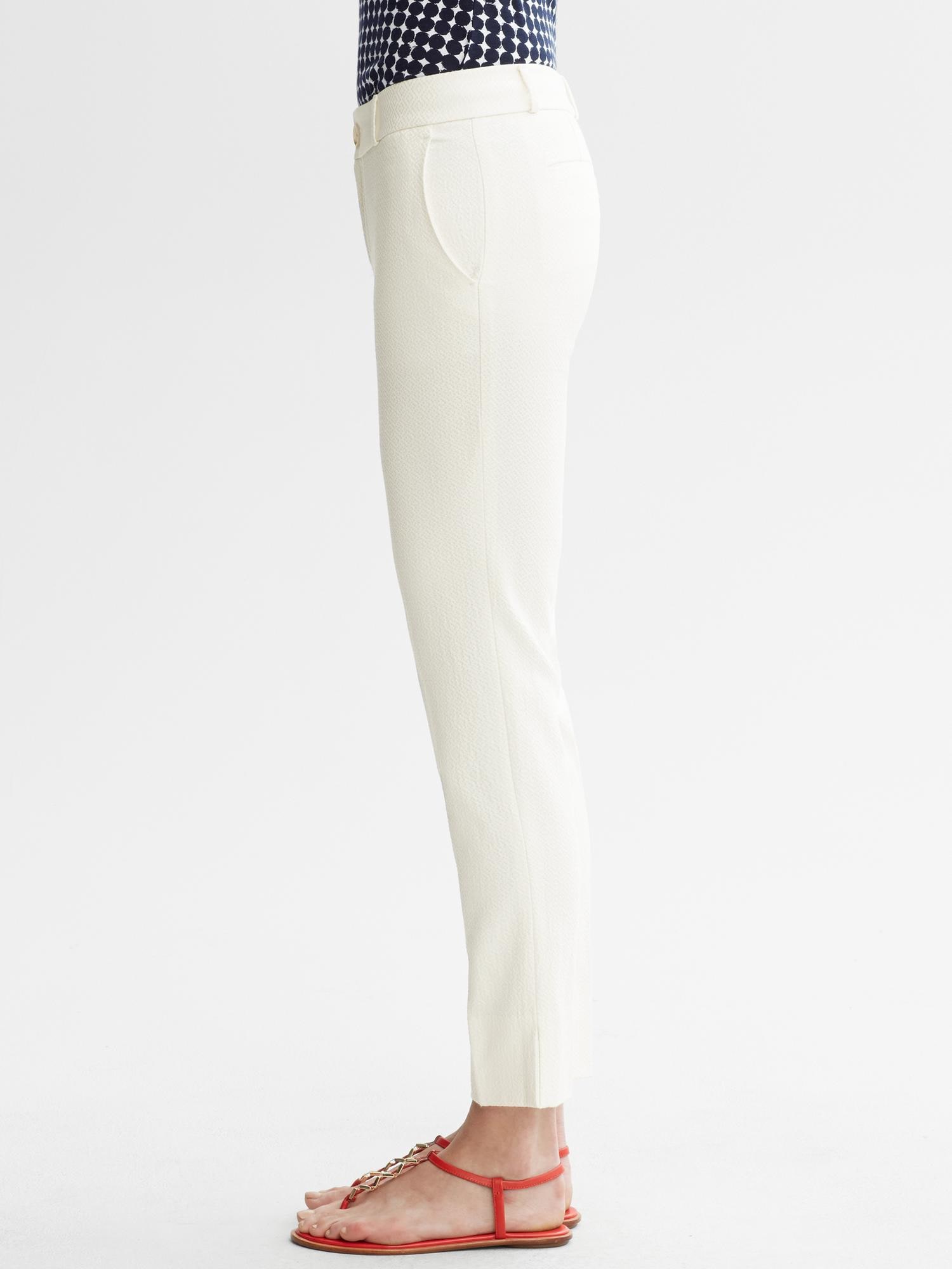 Camden-Fit Textured Ivory Ankle Pant