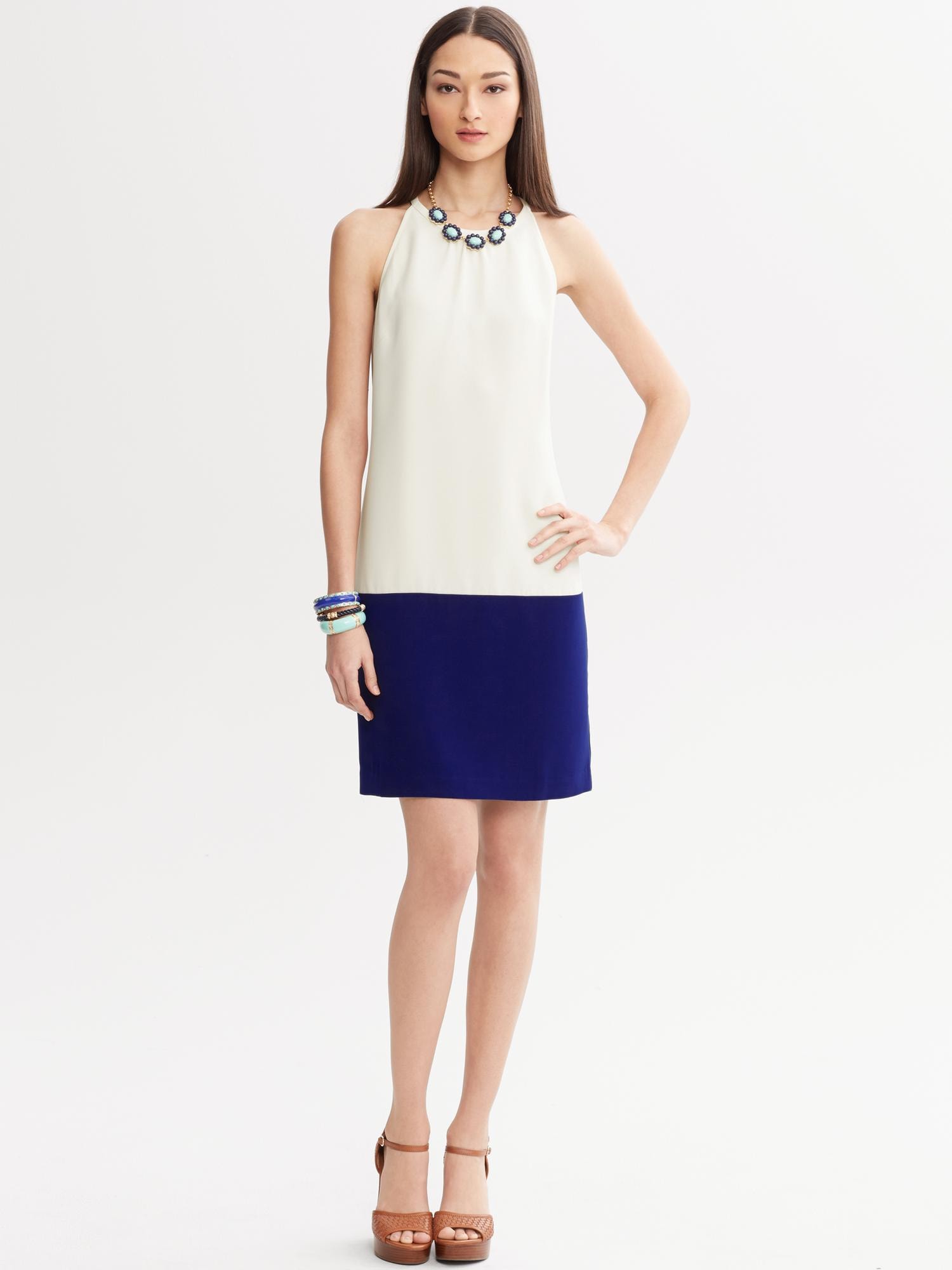 Colorblock Halter Dress Banana Republic