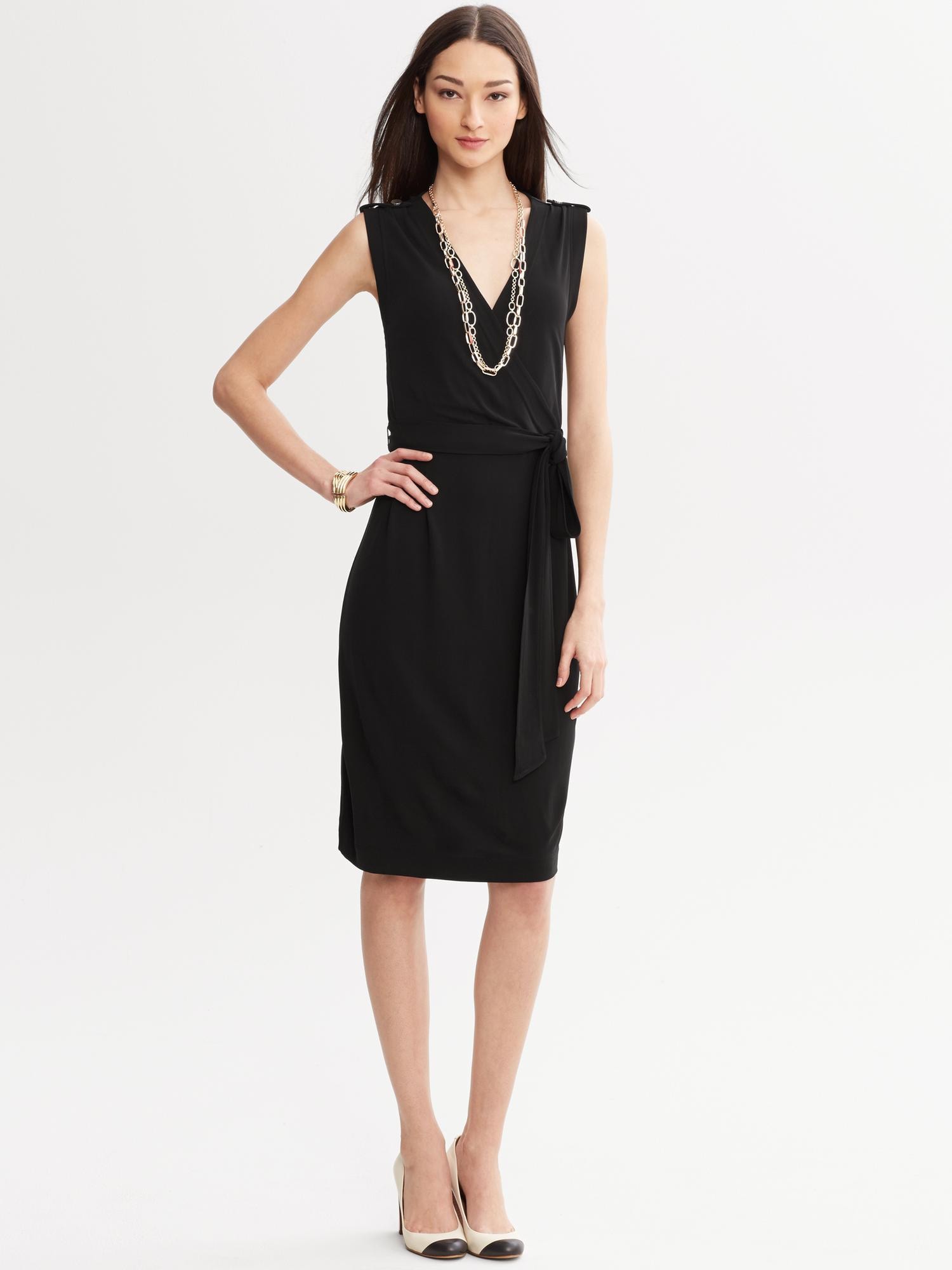 Banana republic black wrap dress online