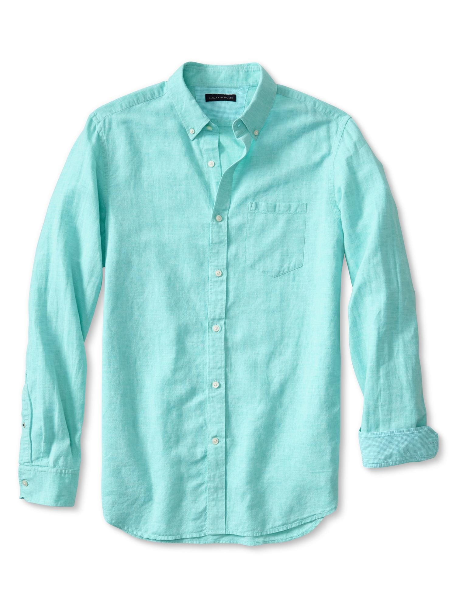 【こうすけ】 BANANA REPUBLIC こうすけ】 BANANA REPUBLIC Slim Fit Linen-Cotton Button-Down