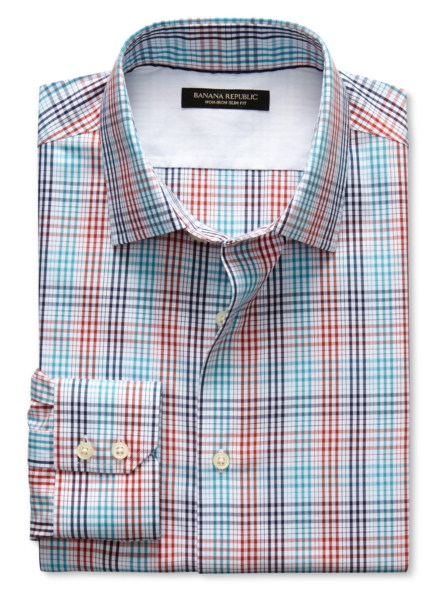 SlimFit NonIron MultiPlaid Shirt Banana Republic