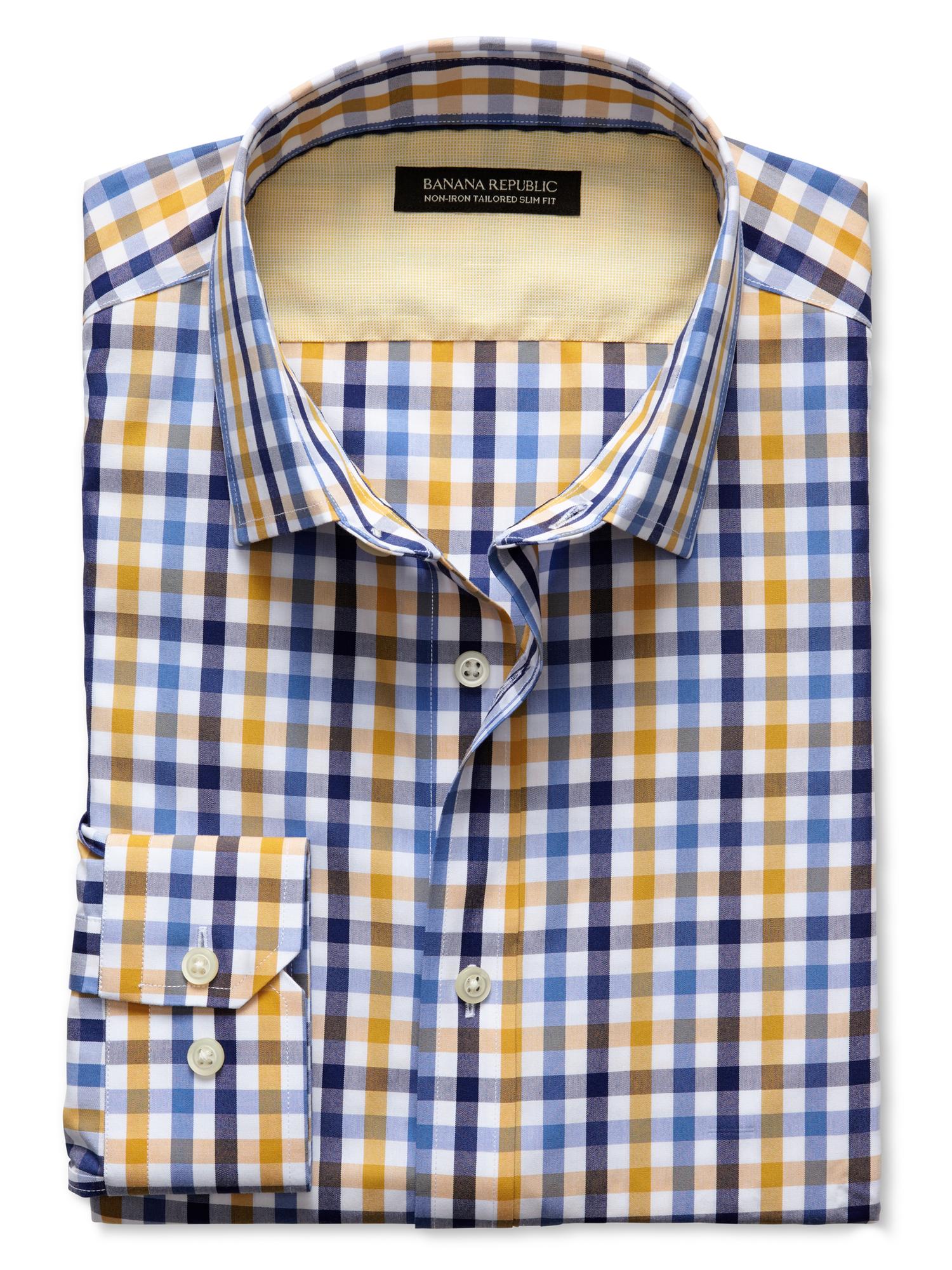 Tailored Slim-Fit Non-Iron Multi-Gingham Shirt