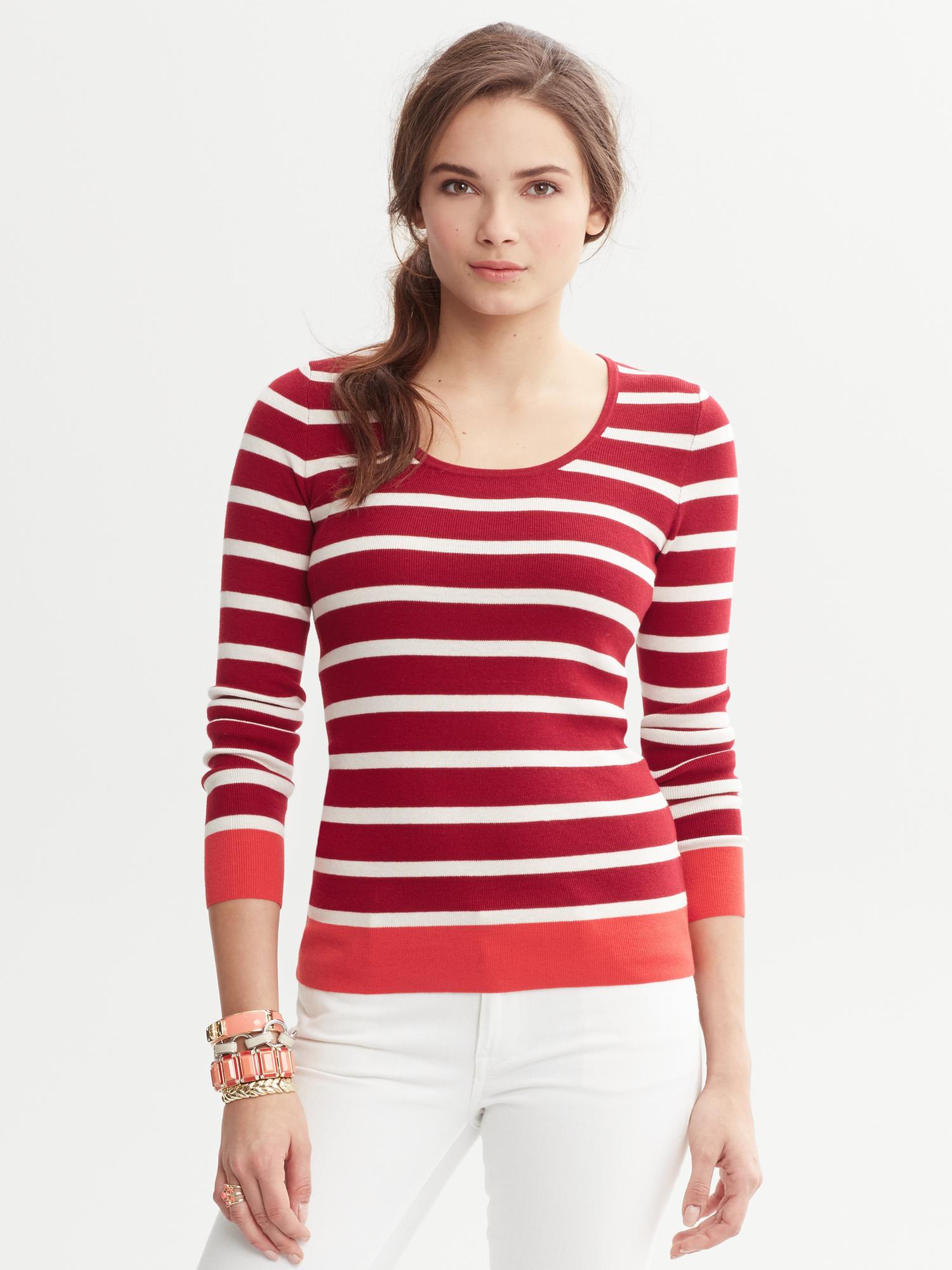 Striped Scoopneck Sweater Banana Republic