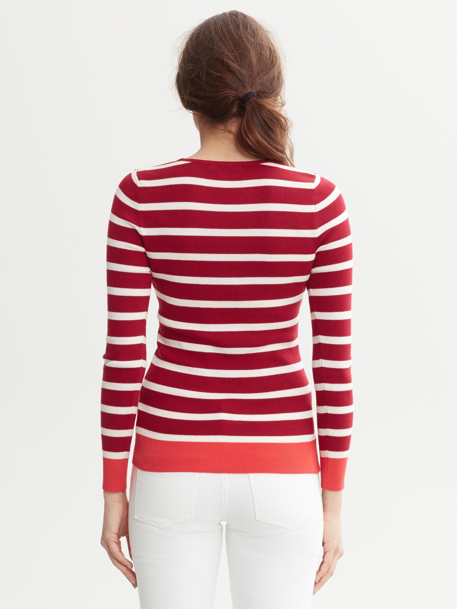 Striped Scoopneck Sweater Banana Republic