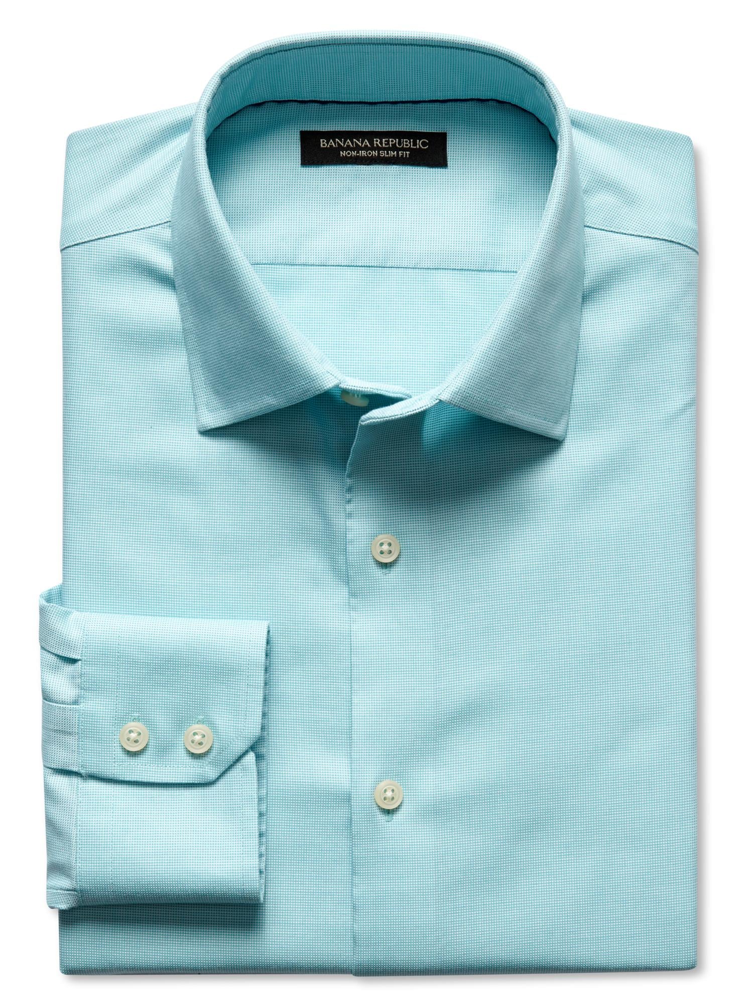 Slim Fit Non-Iron Textured Solid Shirt