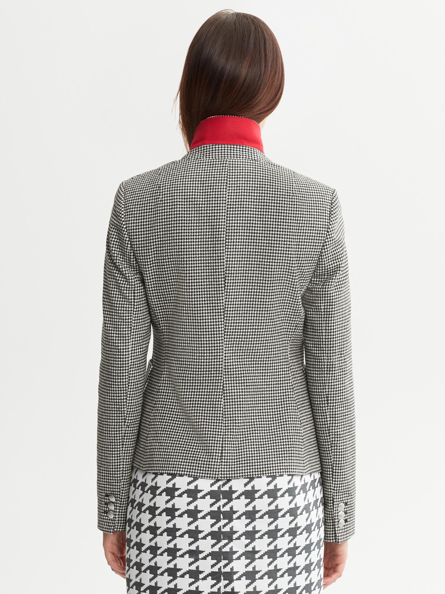 Houndstooth Two-Button Blazer