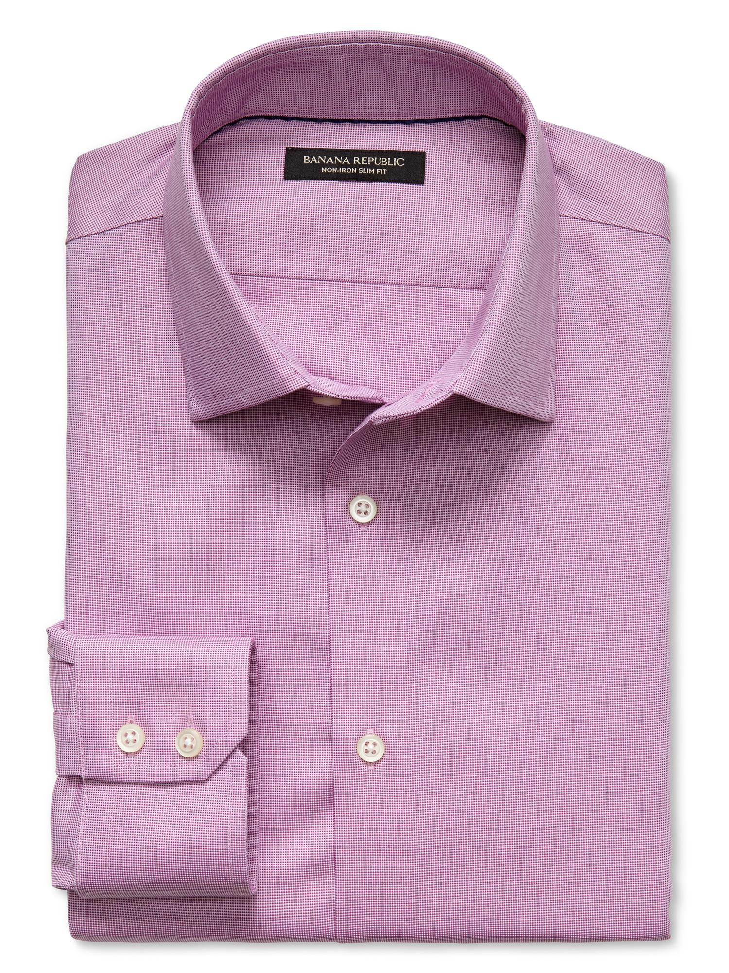 Slim Fit Non-Iron Textured Solid Shirt | Banana Republic