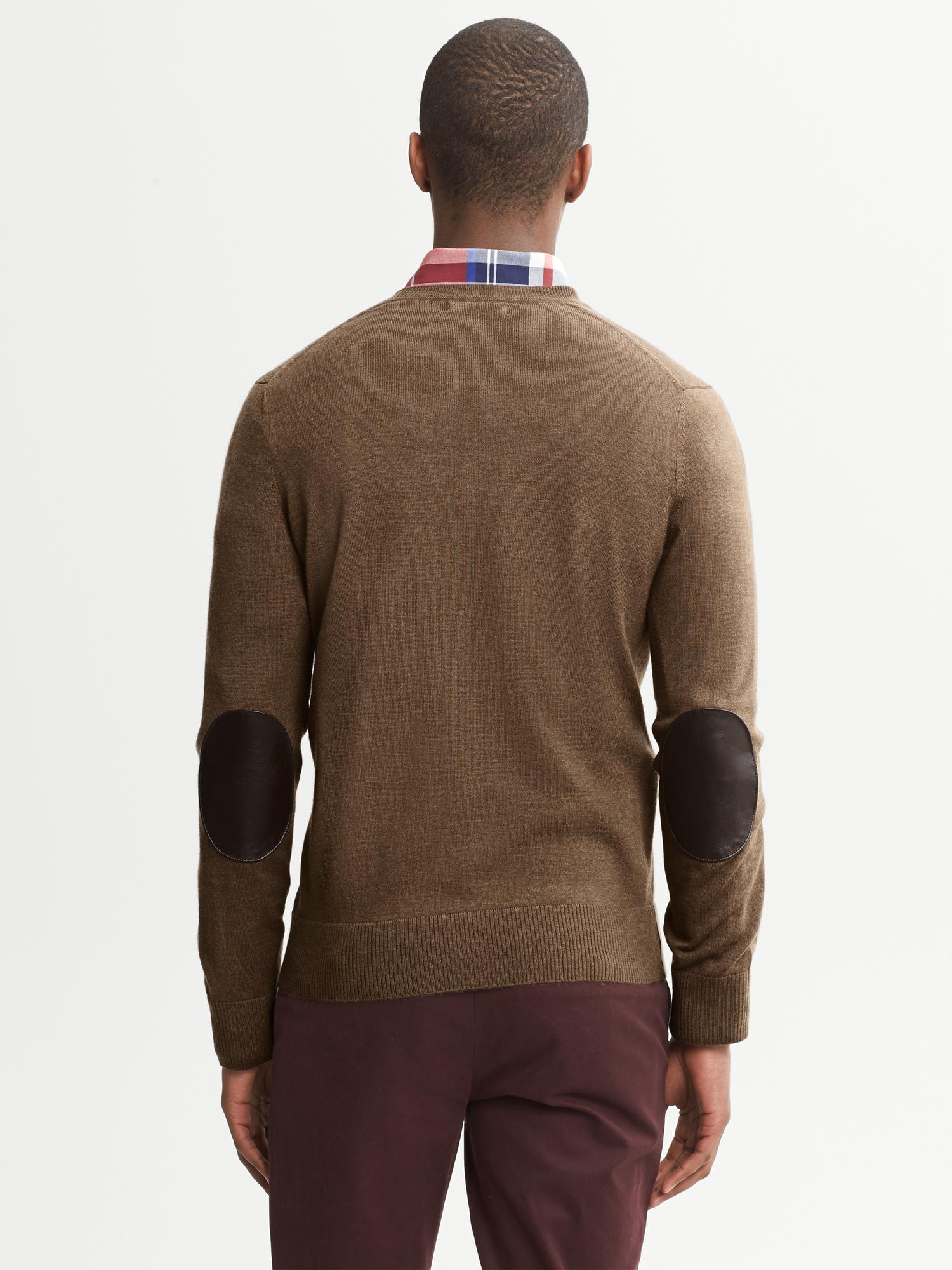 Leather Elbow Patch Cardigan Banana Republic