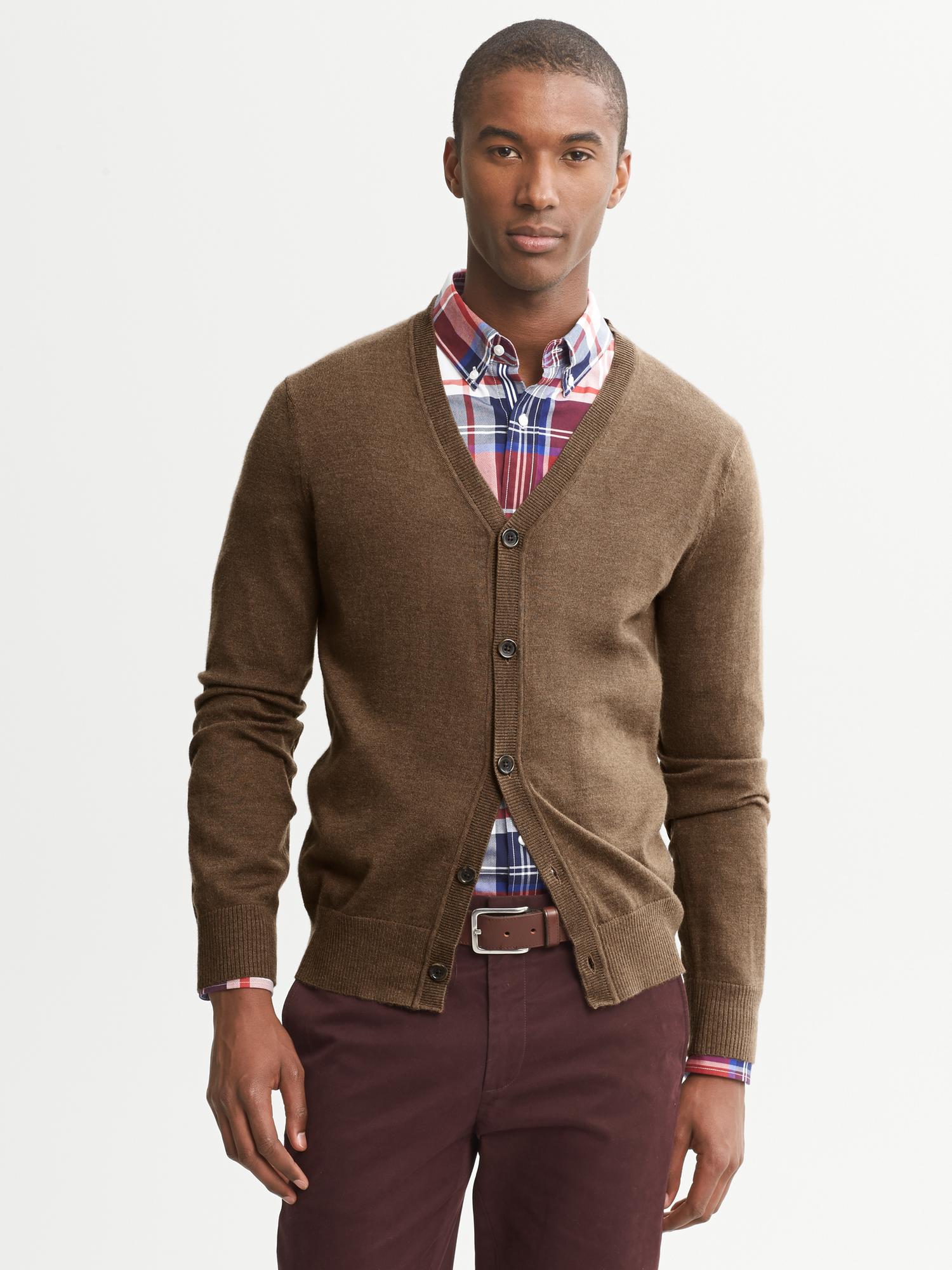Leather Elbow Patch Cardigan Banana Republic