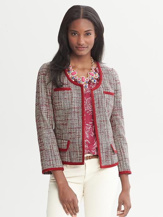 Piped Tweed Jacket Banana Republic