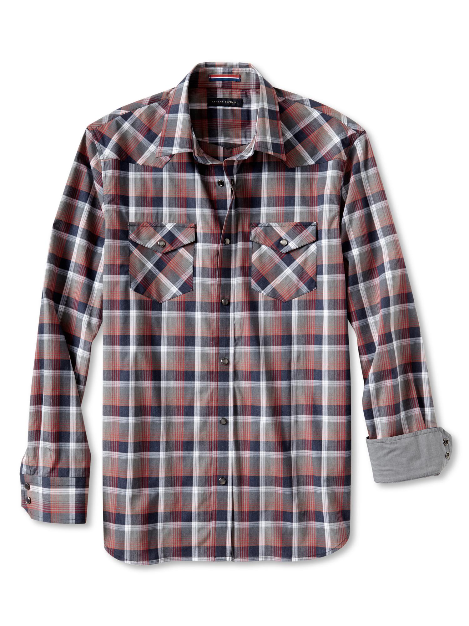 Slim-Fit Multi-Plaid Western Shirt | Banana Republic