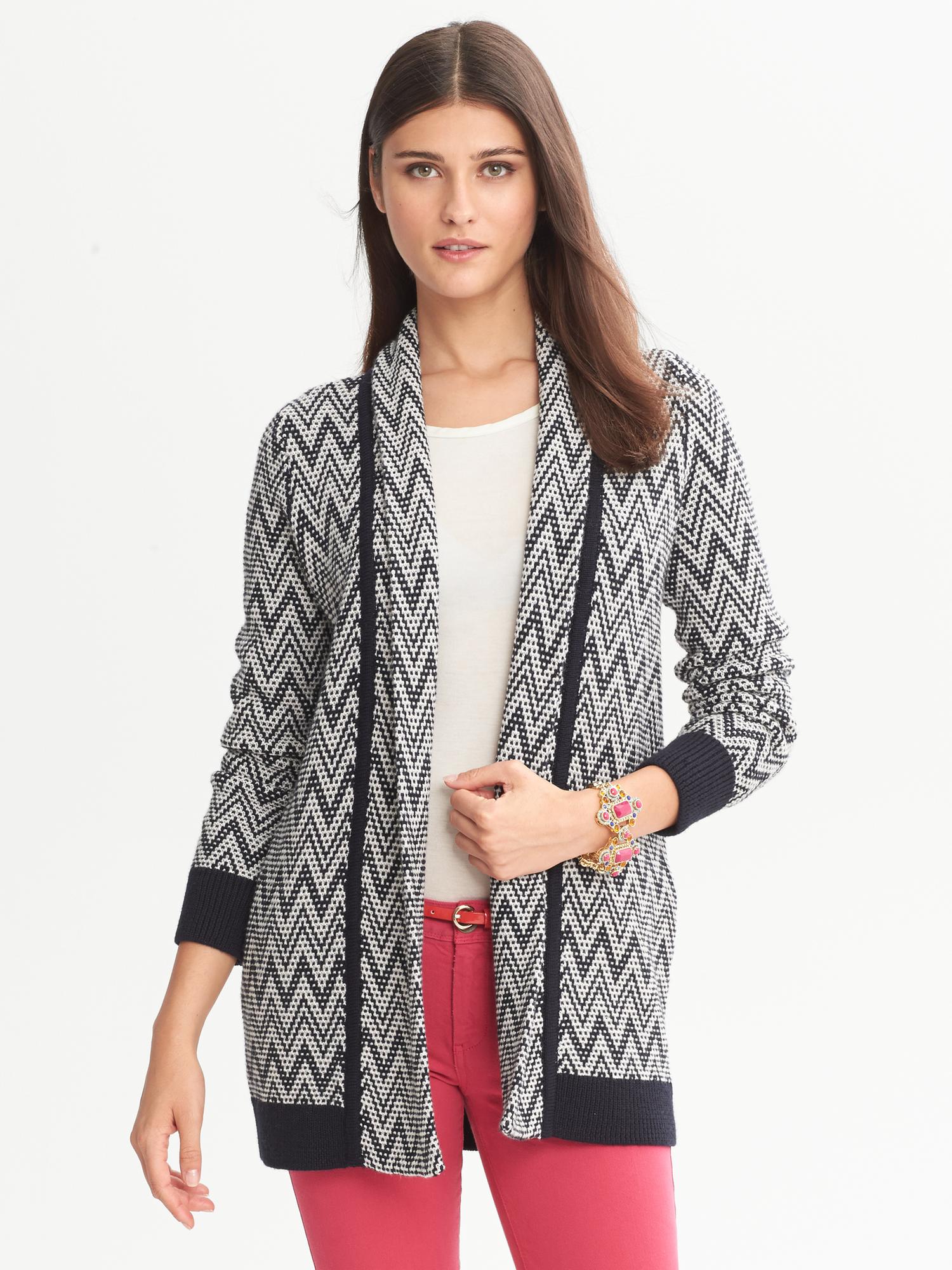 Zig-Zag Open Cardigan