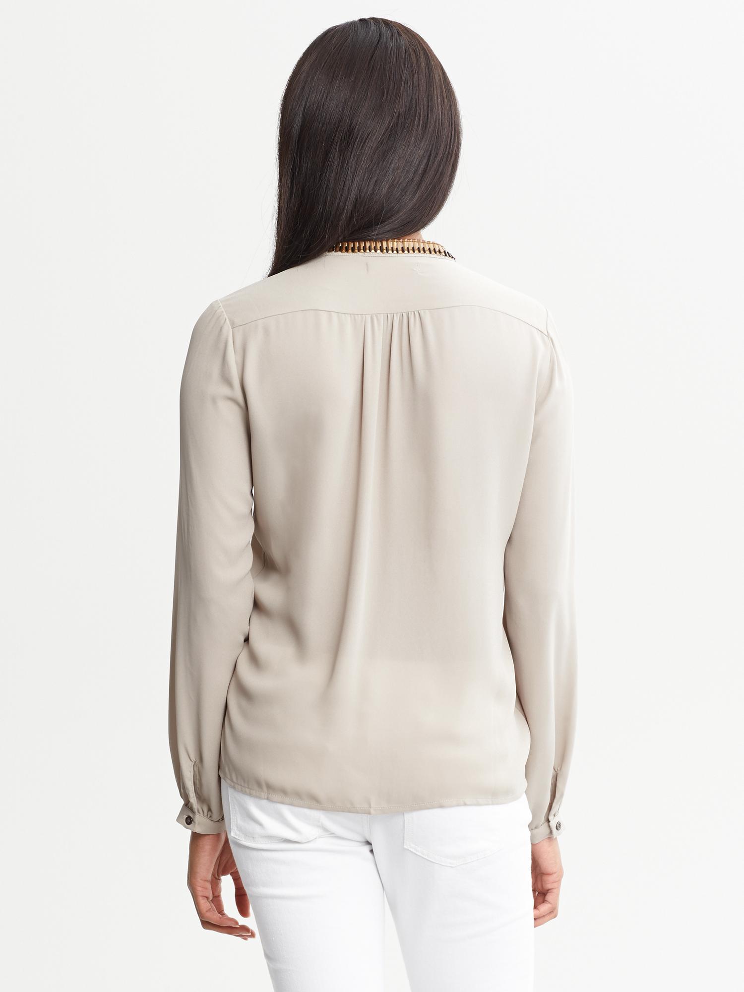 Chemisier Banana Republic Dillon - Taille XS - Couleur Blanc & Gris - Manches Longues - Neuf Avec Étiquette (Prix D'origine 78€)