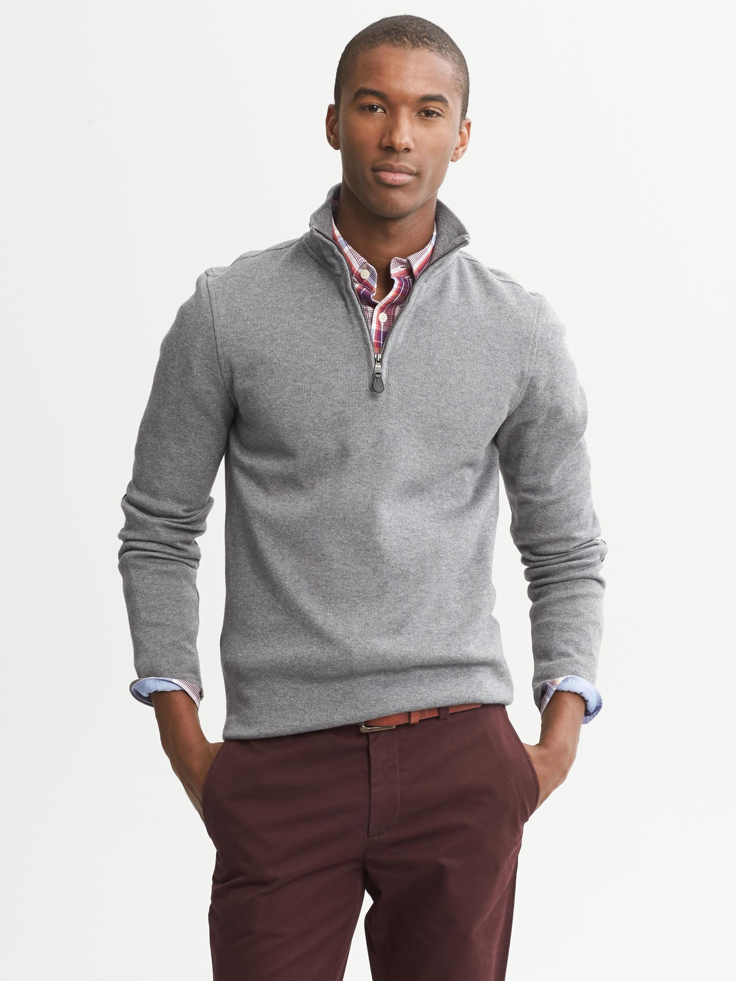 French Rib Half-Zip Pullover | Banana Republic