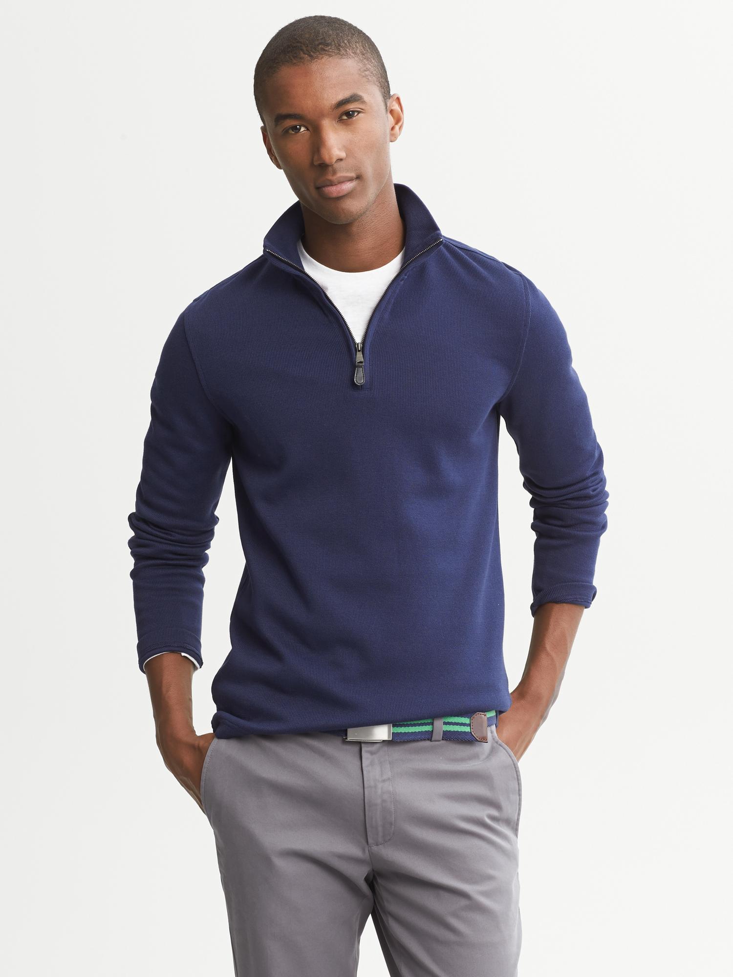 French Rib Half-Zip Pullover | Banana Republic