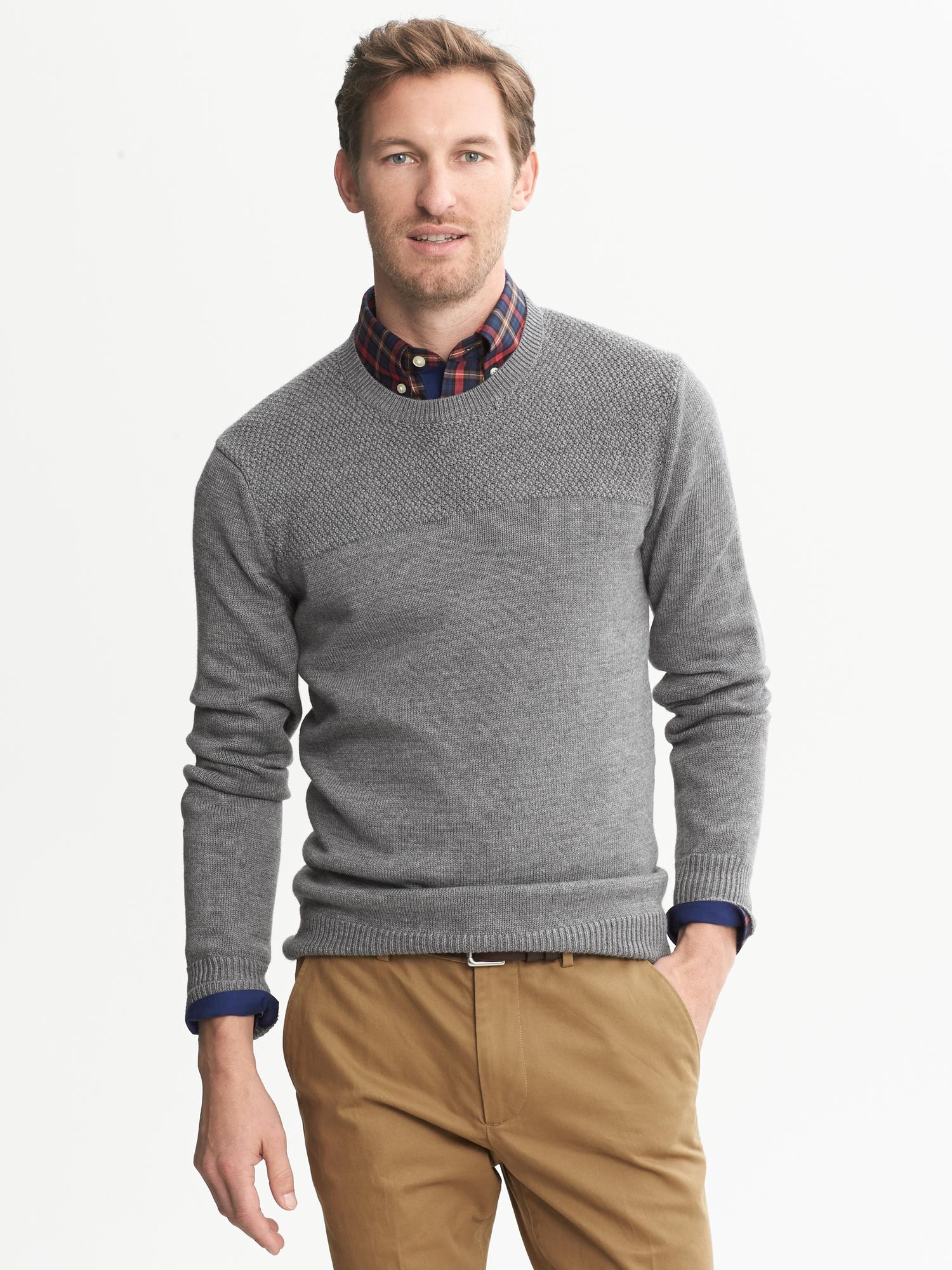 Textured Yoke Crew | Banana Republic