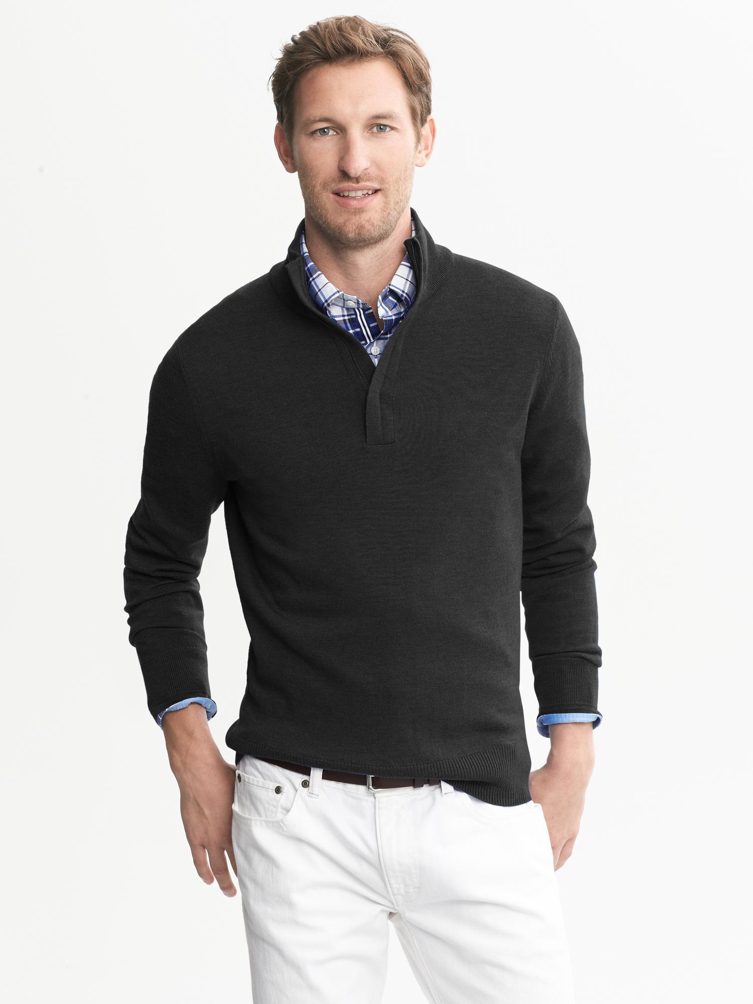 Extra-Fine Merino Wool Half-Zip Pullover | Banana Republic