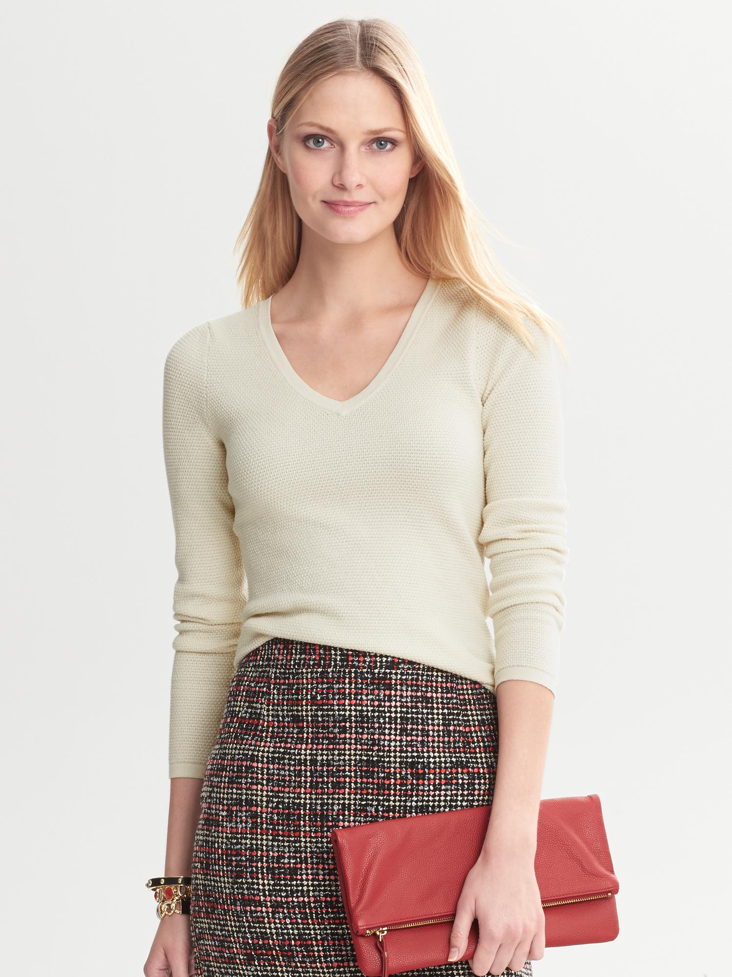 Textured V-Neck Pullover