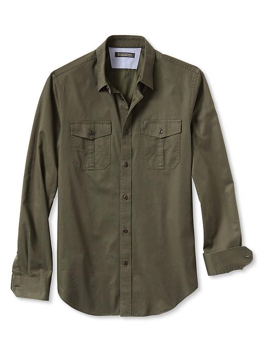 Tailored Slim-Fit Military Twill Shirt | Banana Republic