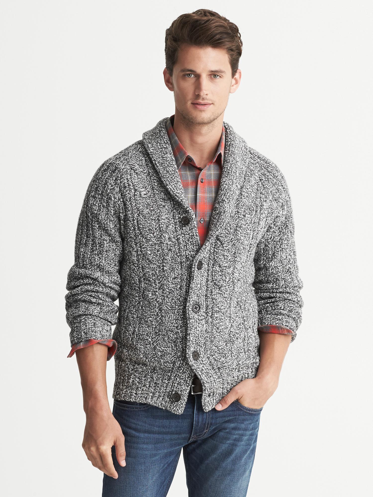 Cable-Knit Shawl-Collar Cardigan | Banana Republic