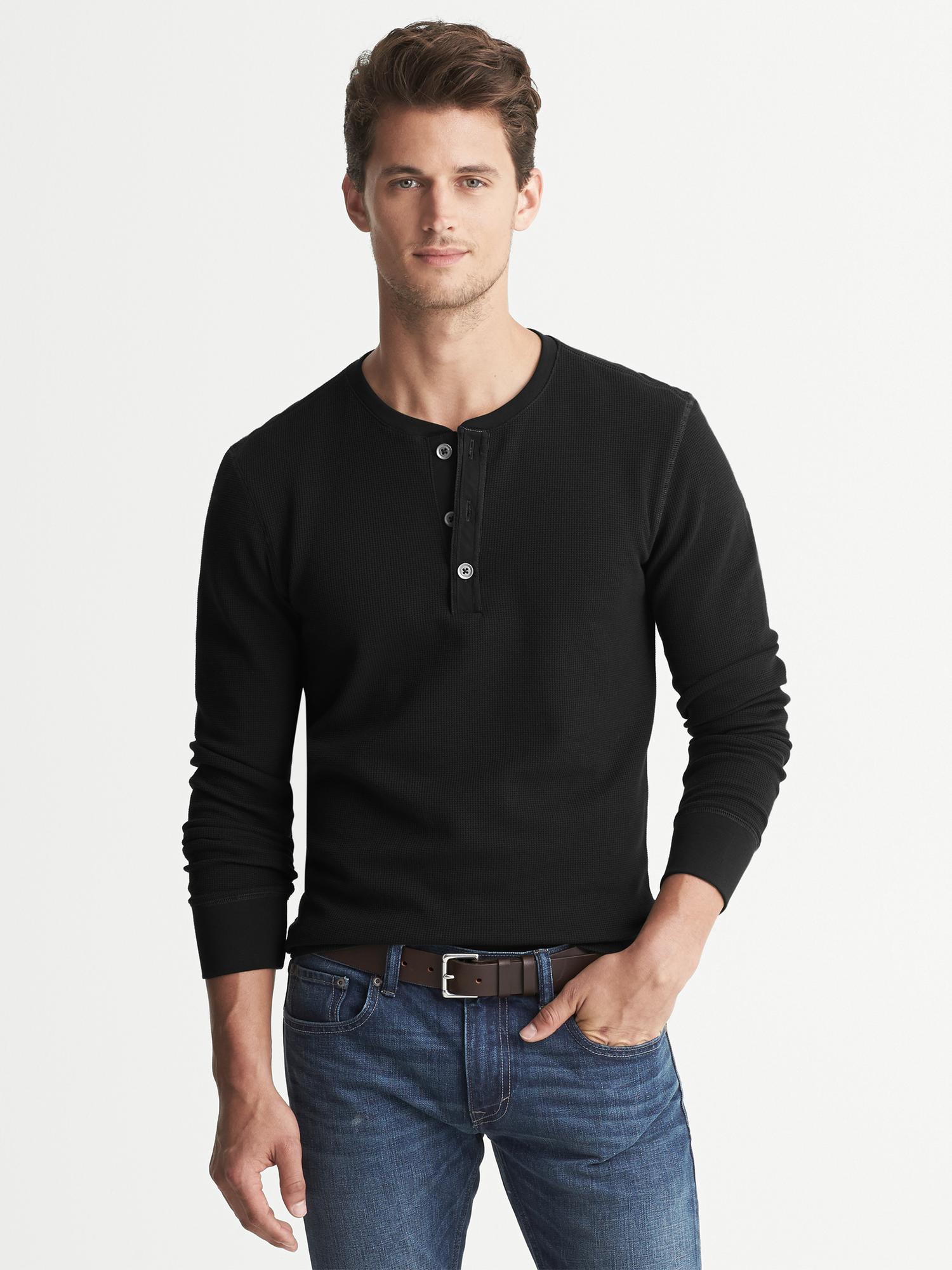 Waffle-Knit Henley | Banana Republic