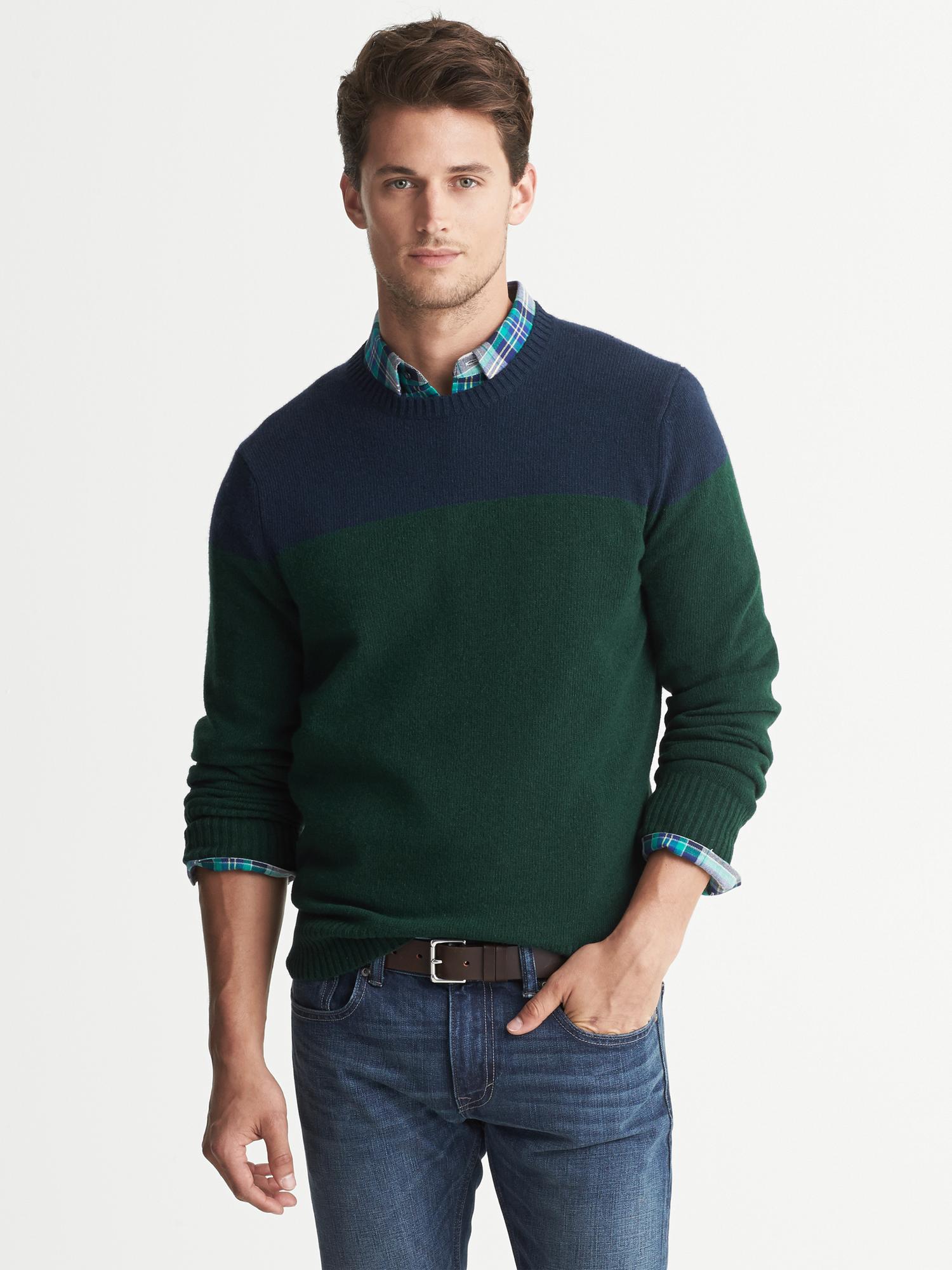 Merino Wool Colorblock Crew | Banana Republic