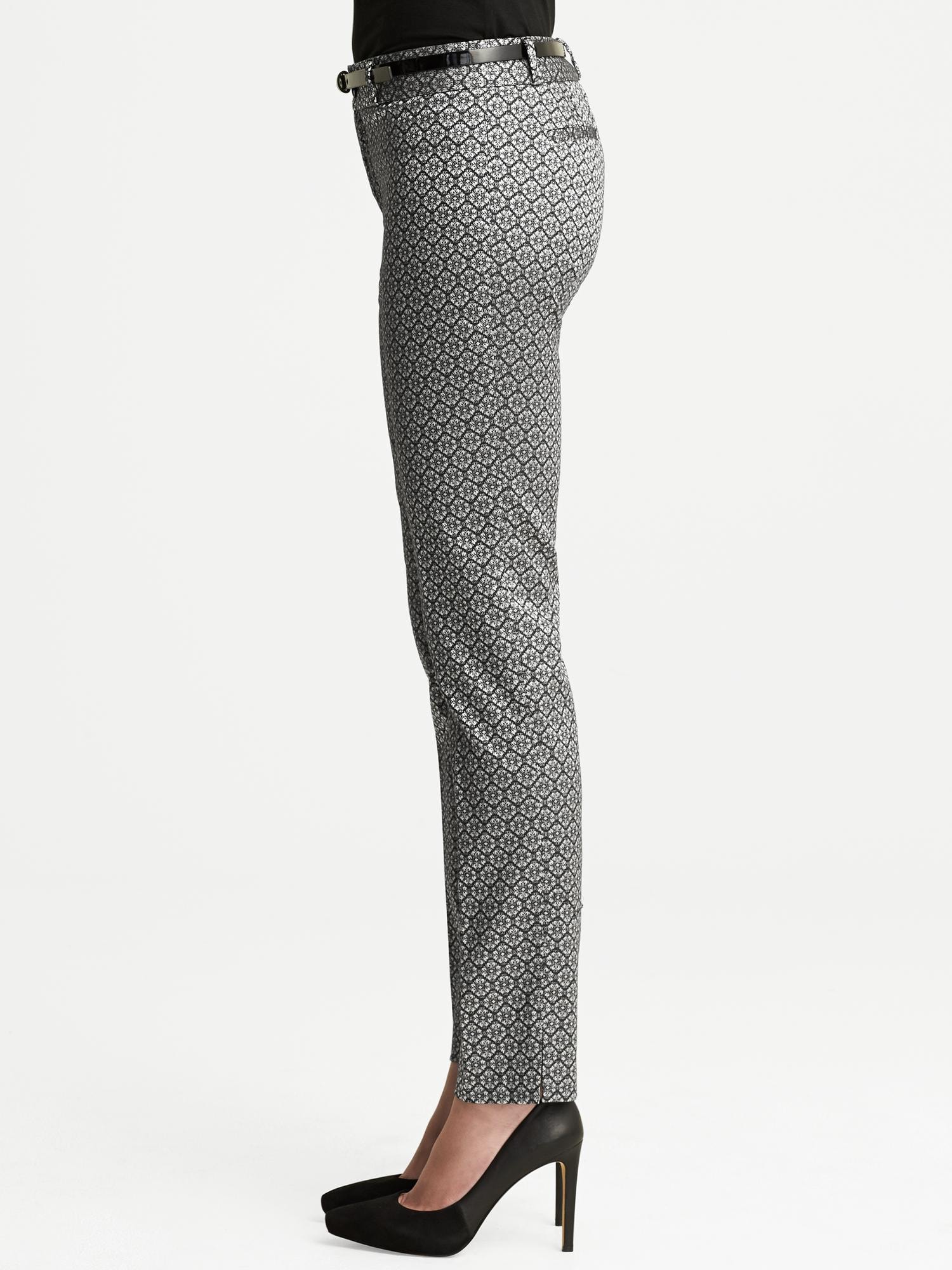 Camden-Fit Jacquard Skinny Ankle Pant