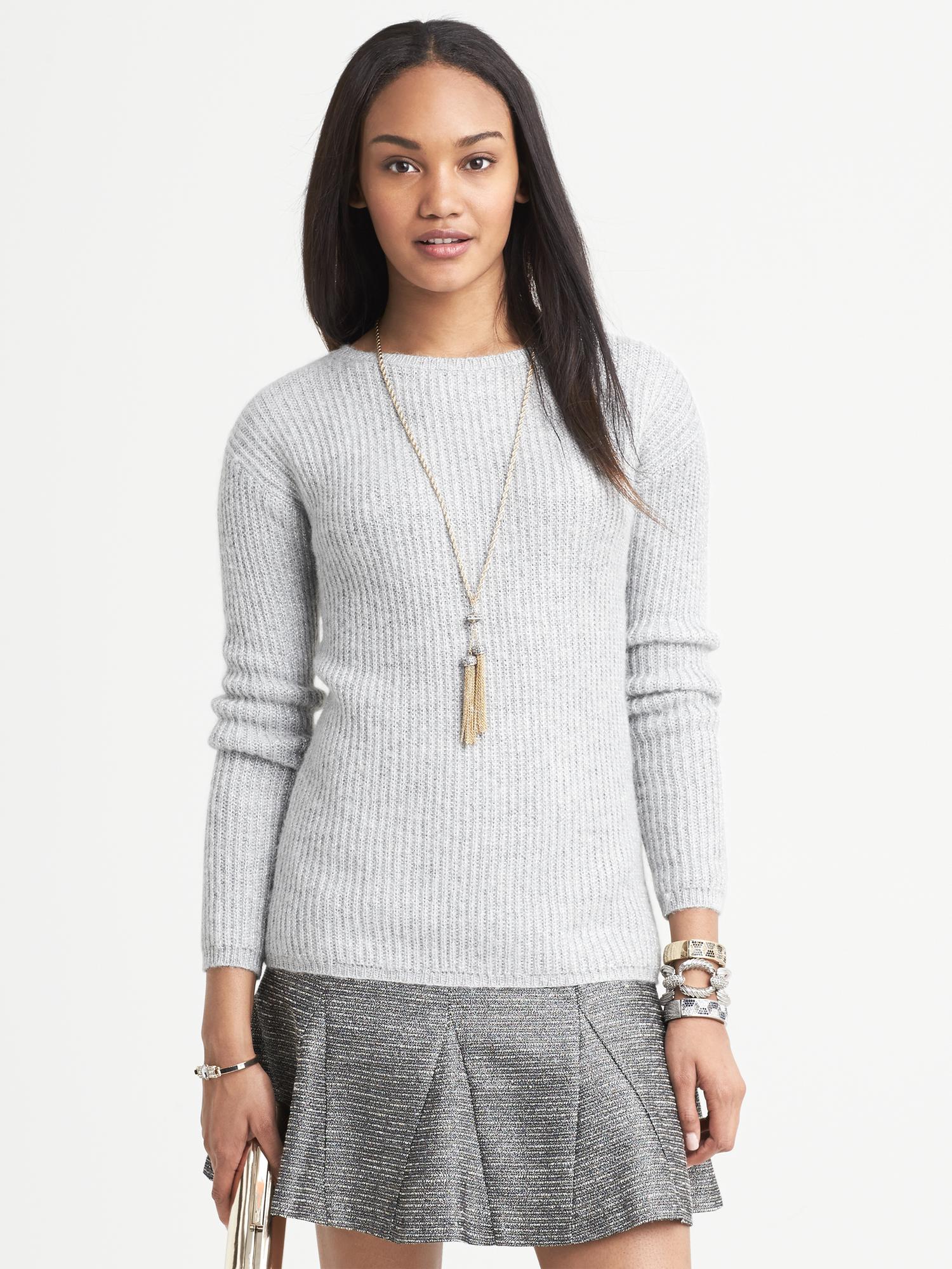 Metallic Ribbed Pullover | Banana Republic