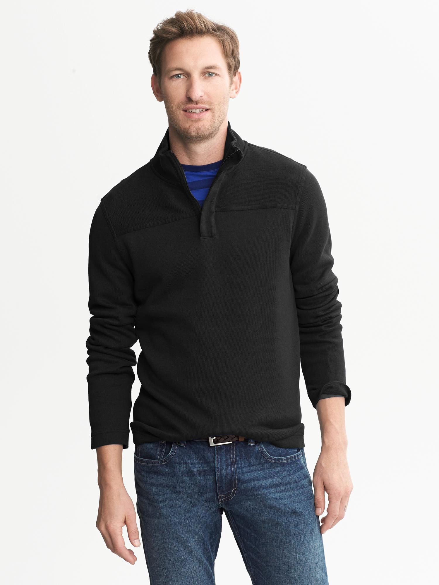 Ribbed Half Zip Pullover Banana Republic