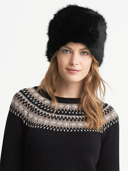 Banana Republic Black Faux Fur Hat Cropped Faux Fur Jacket | Banana Republic Factory main image 4