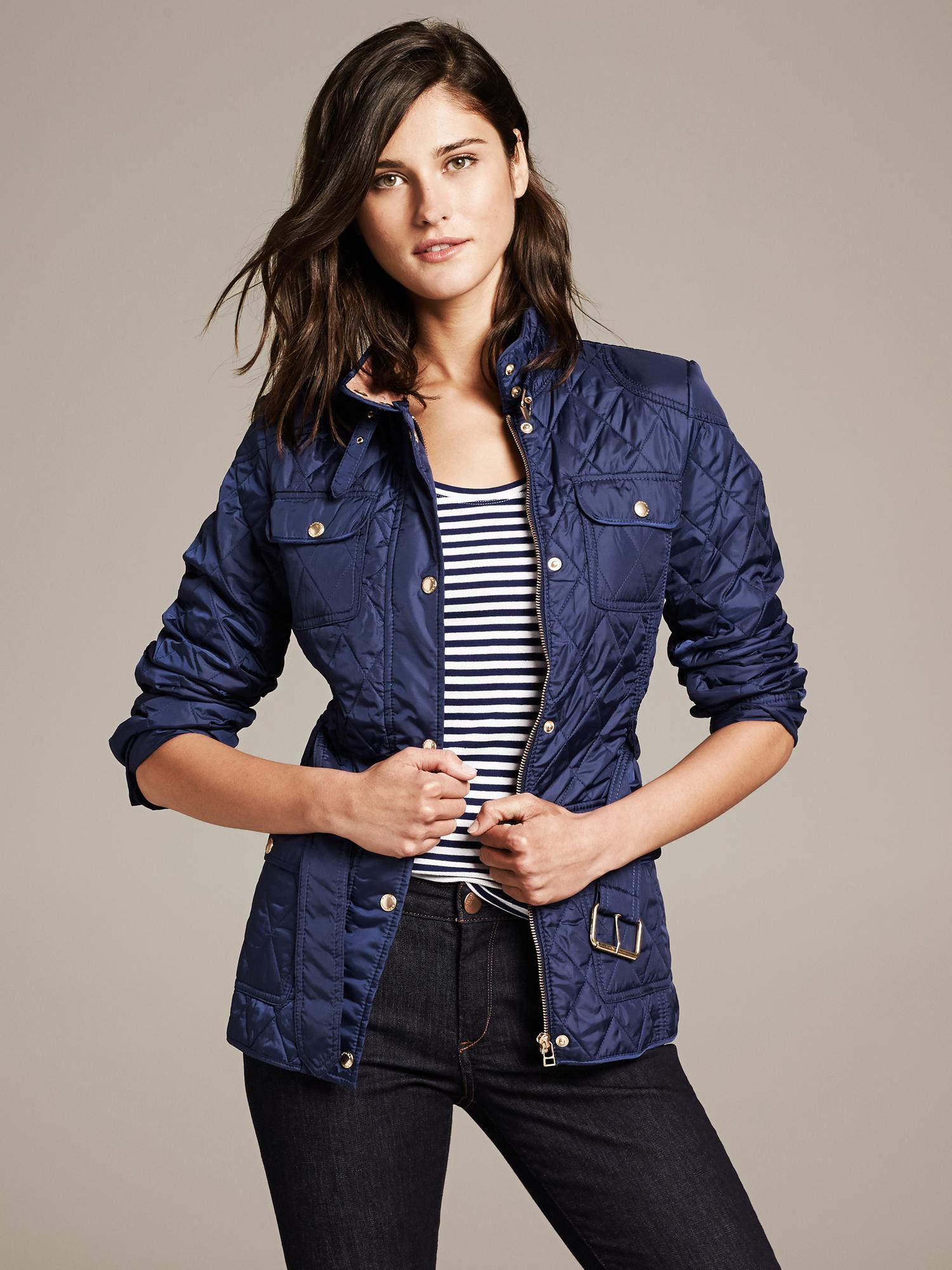 Quilted Navy Field Jacket Banana Republic