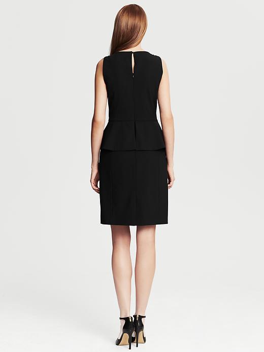 Black Lightweight Wool Peplum Dress