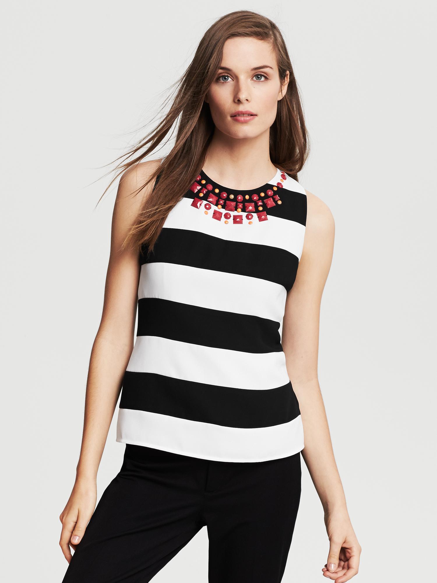 Embellished Striped Tank | Banana Republic