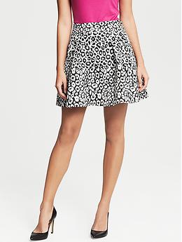 Leopard Jacquard Full Skirt Banana Republic