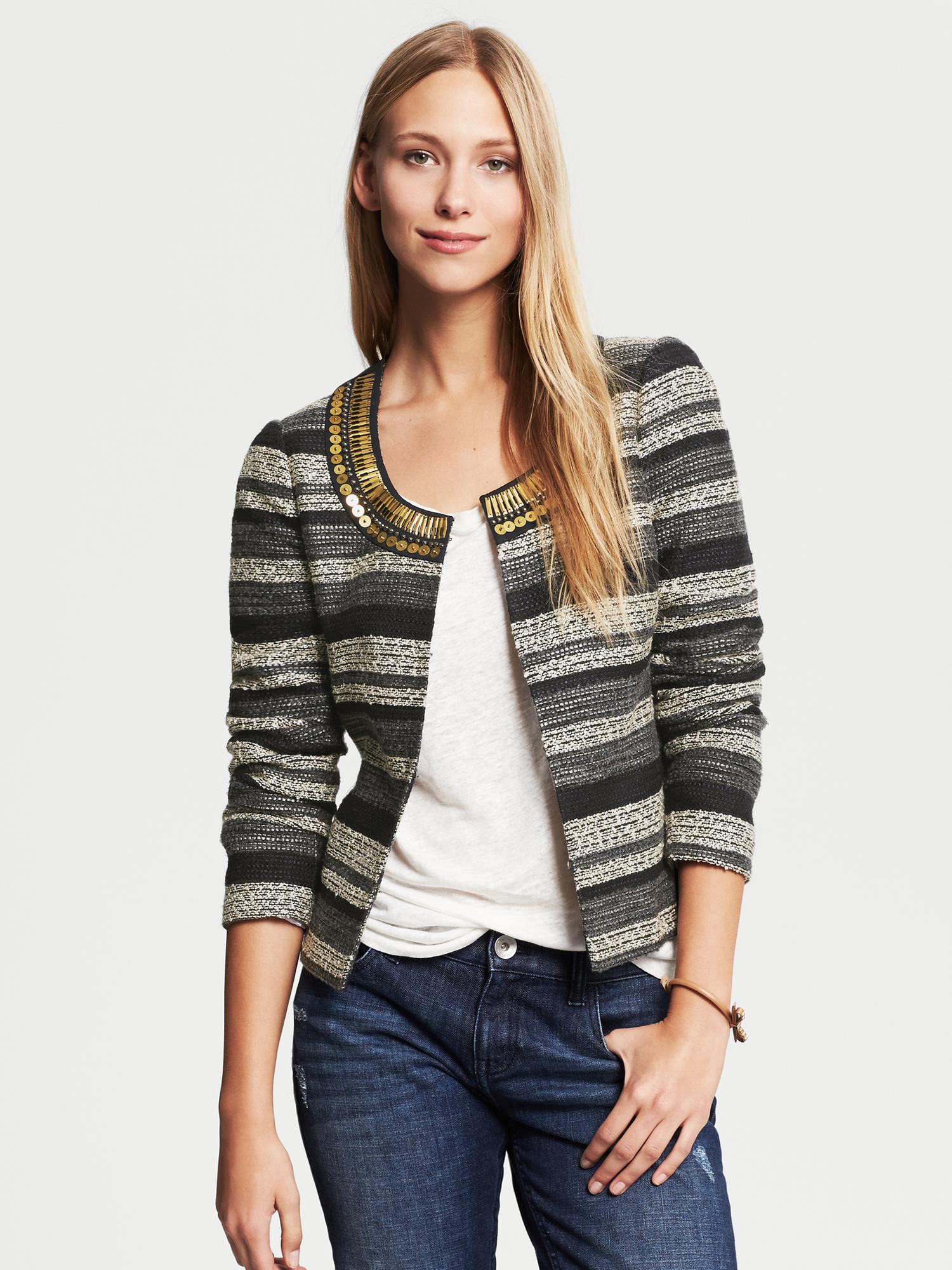 Heritage Embellished Tweed Jacket | Banana Republic