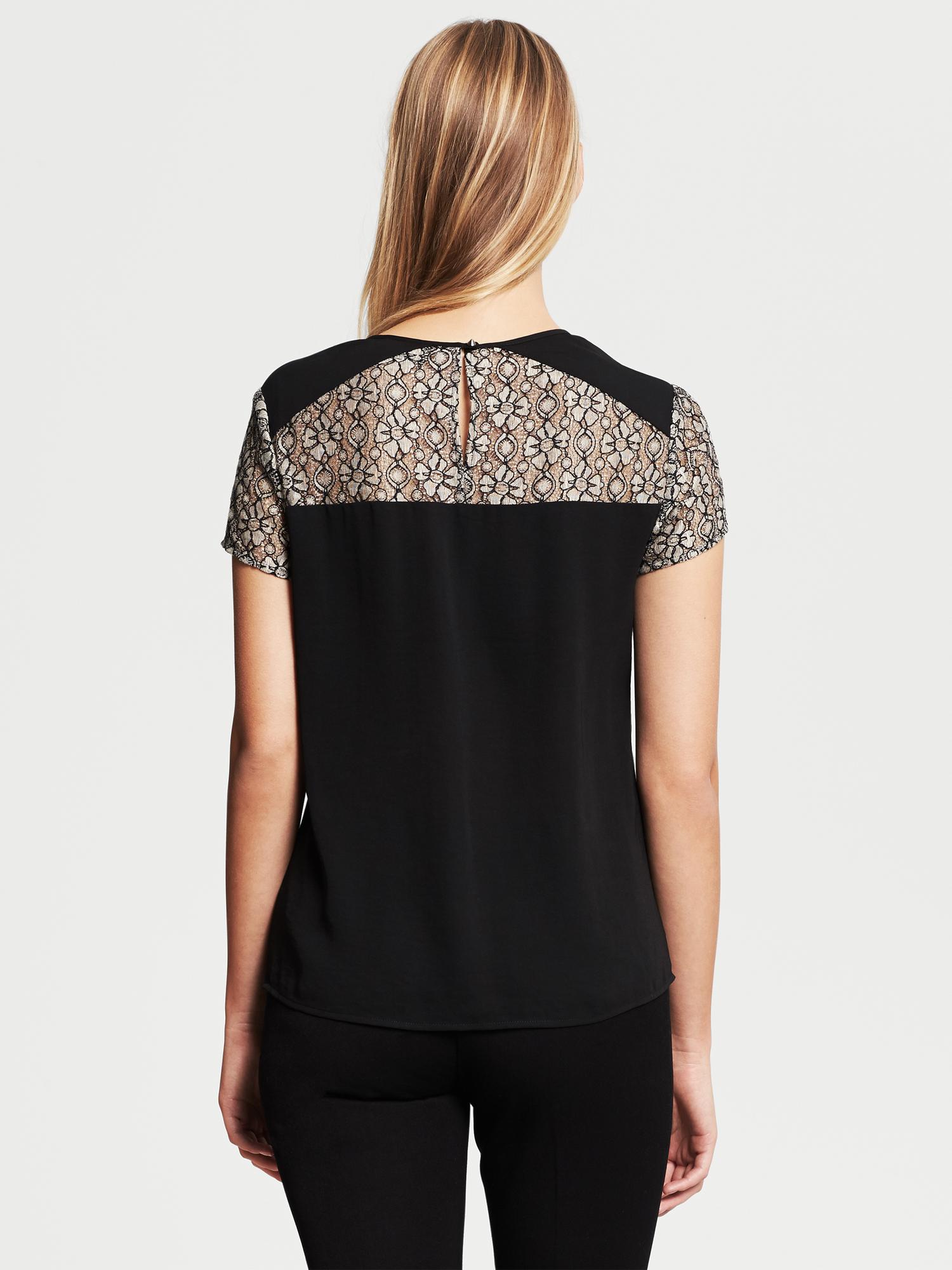 BR Monogram Lace-Trim Top