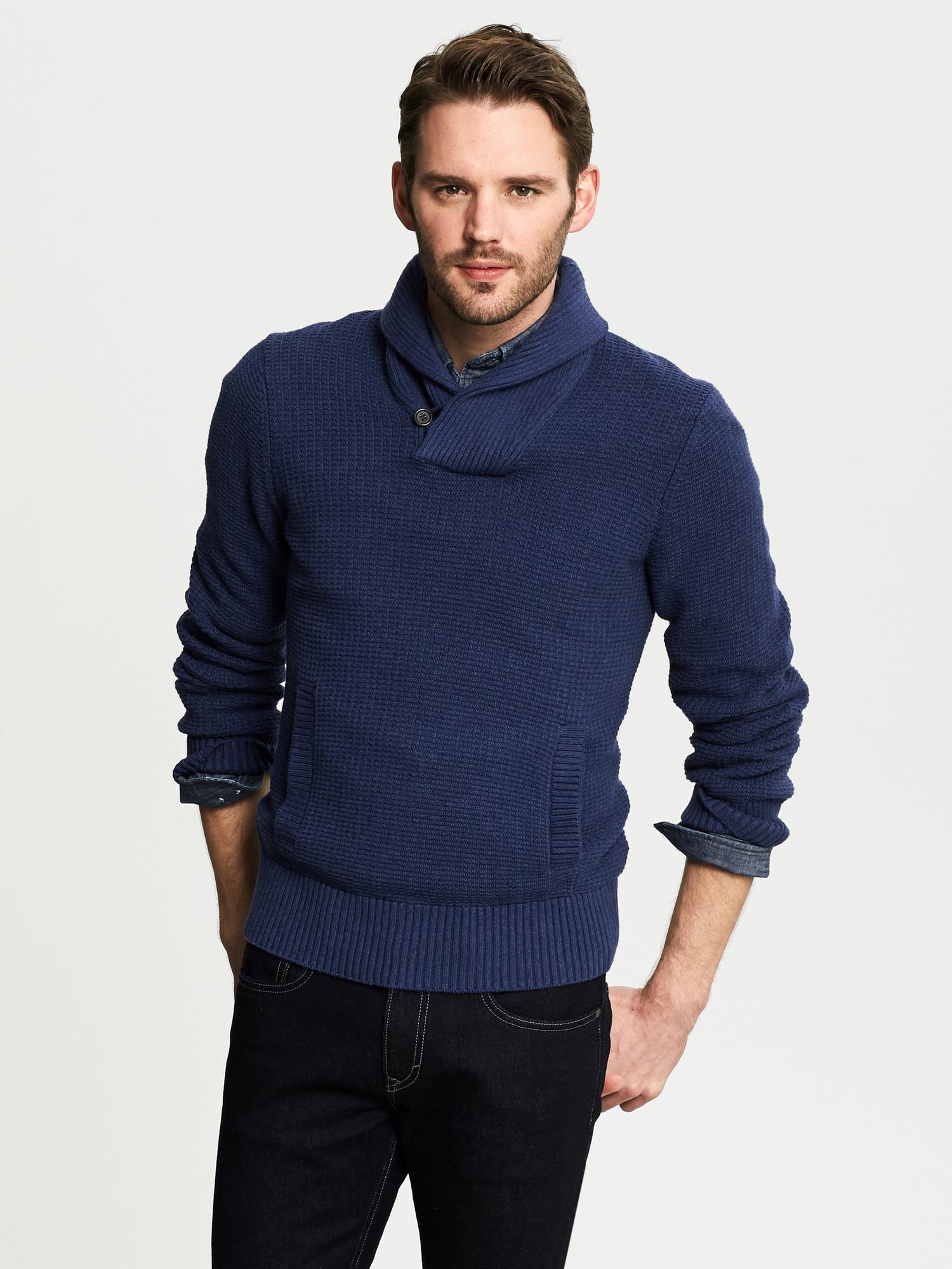 Textured Shawl-Collar Pullover | Banana Republic