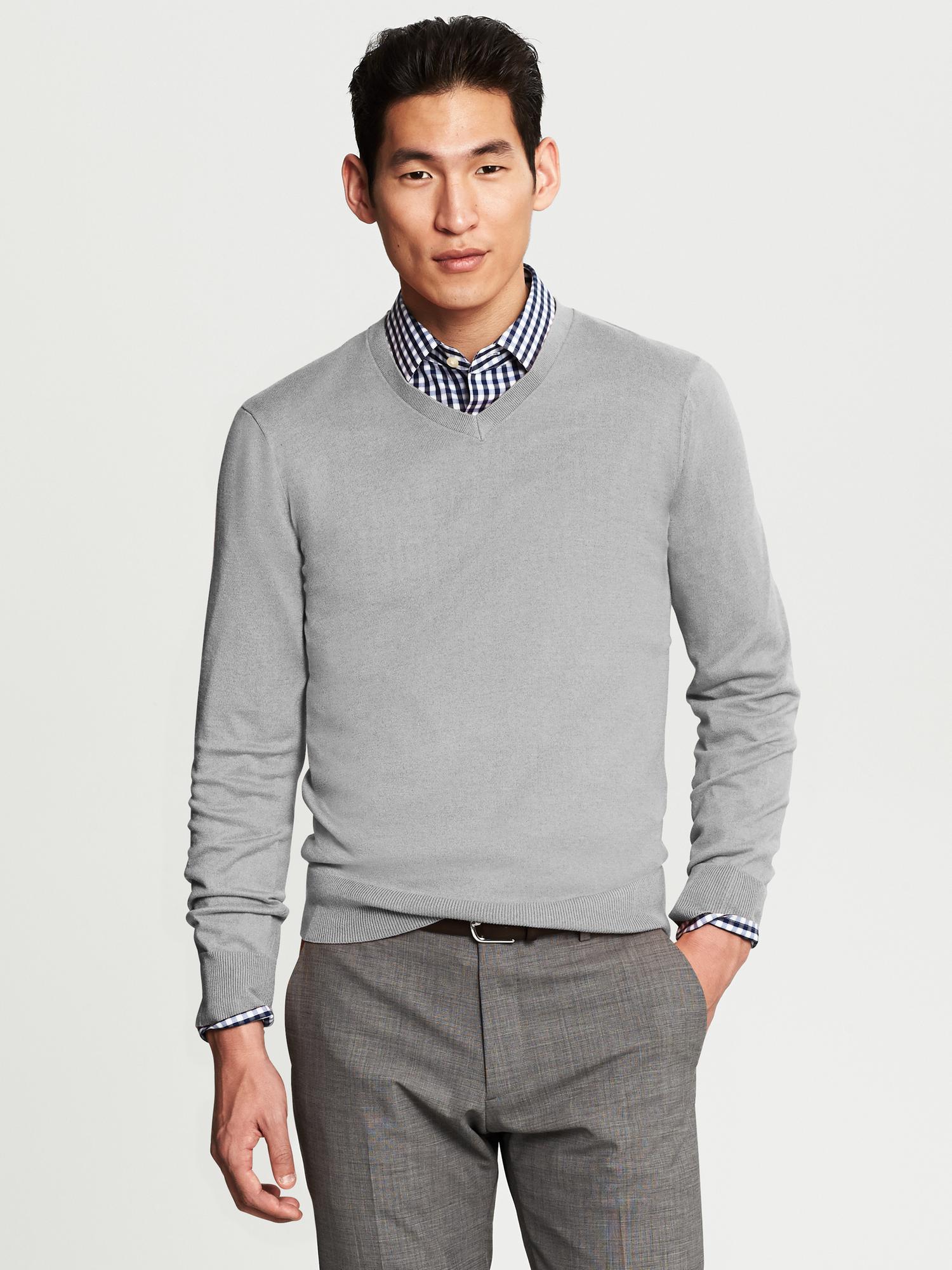 Silk-Cotton-Cashmere V-Neck | Banana Republic