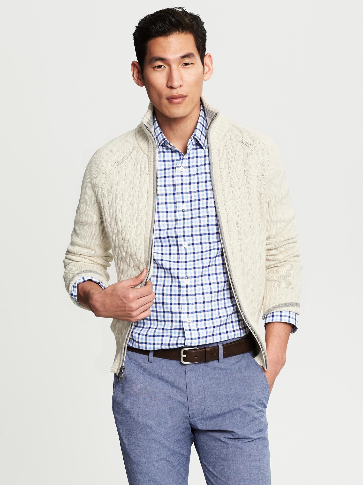 Cable-Knit Full-Zip Cardigan