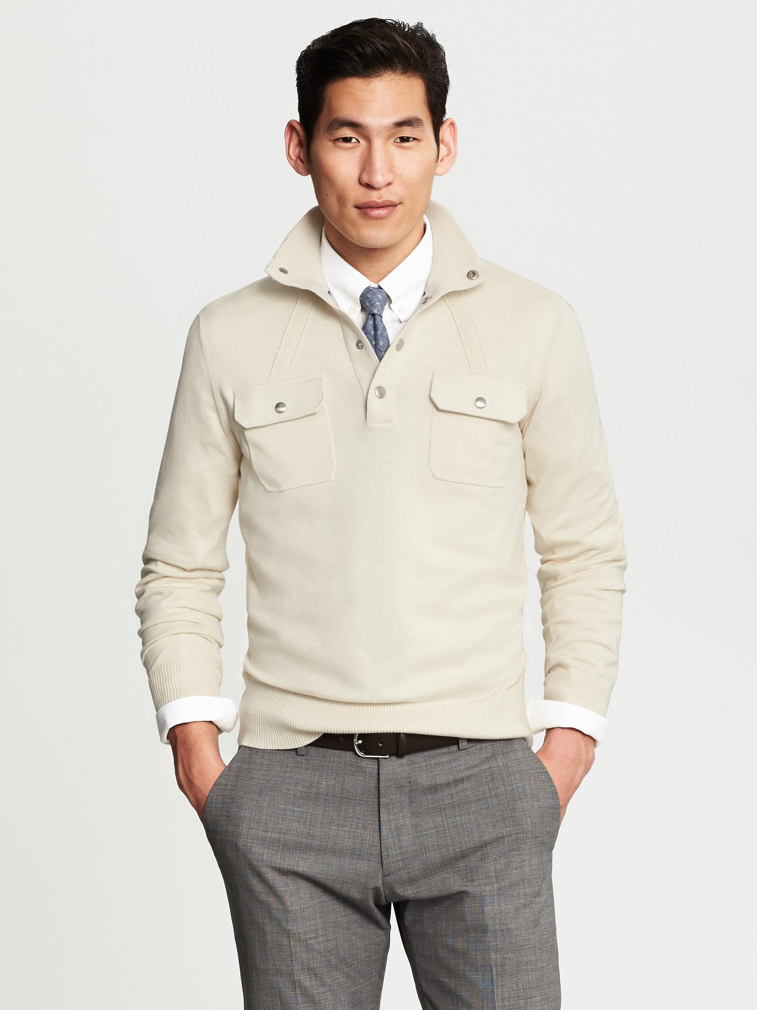 Sand Mock Neck Pullover