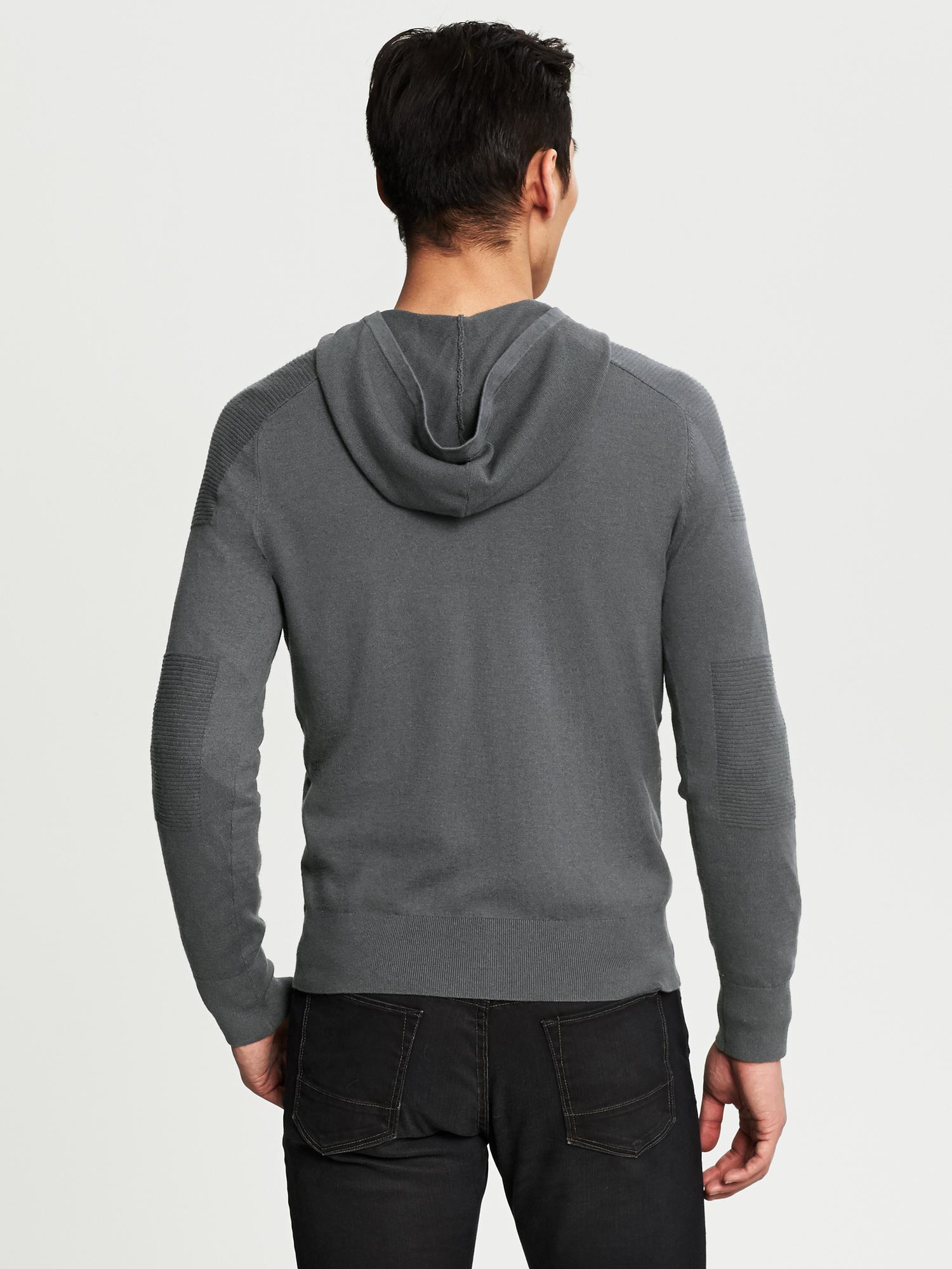 Moto Hooded Half-Zip Pullover | Banana Republic