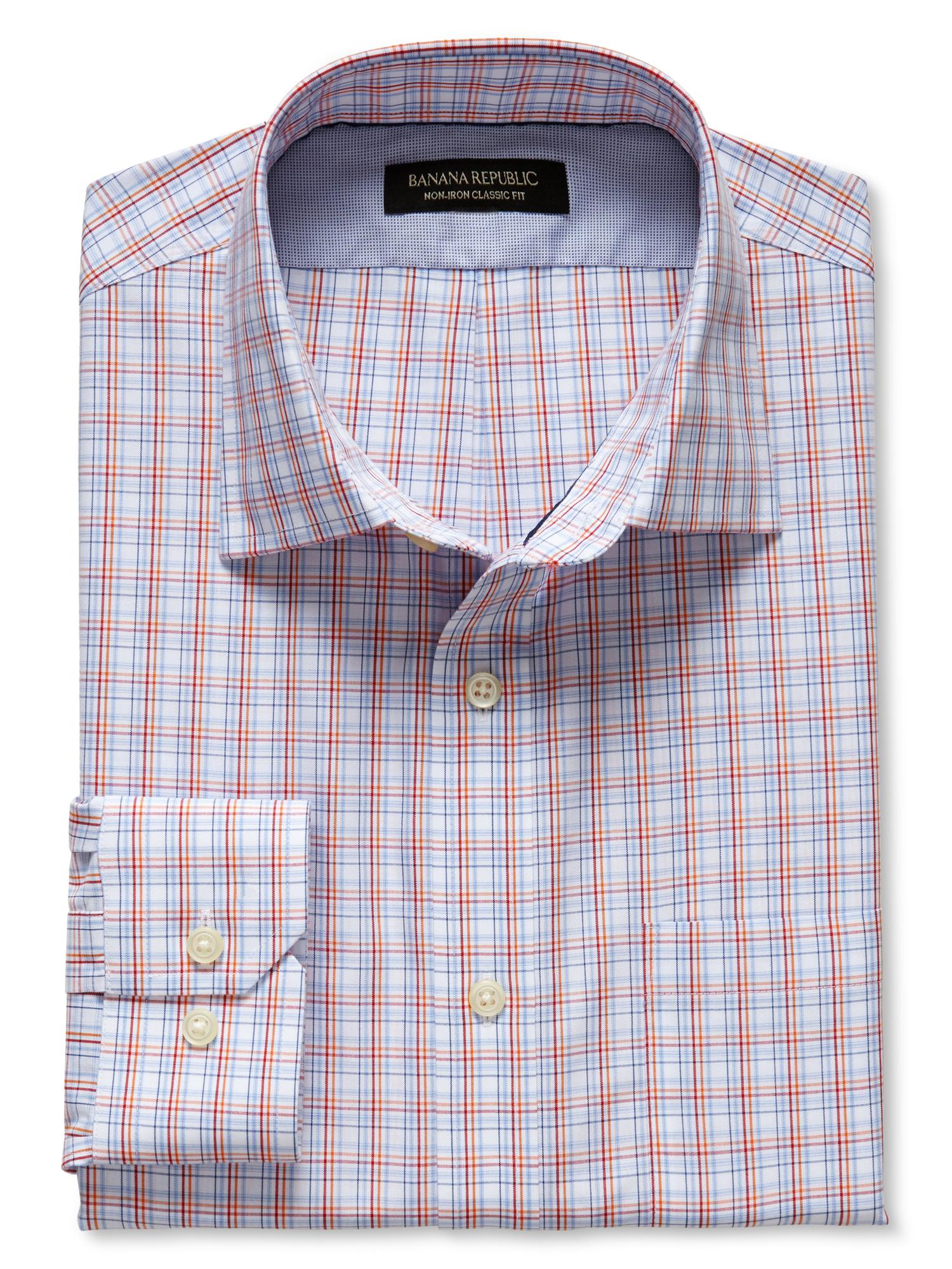 Classic-Fit Non-Iron Open Plaid Shirt | Banana Republic