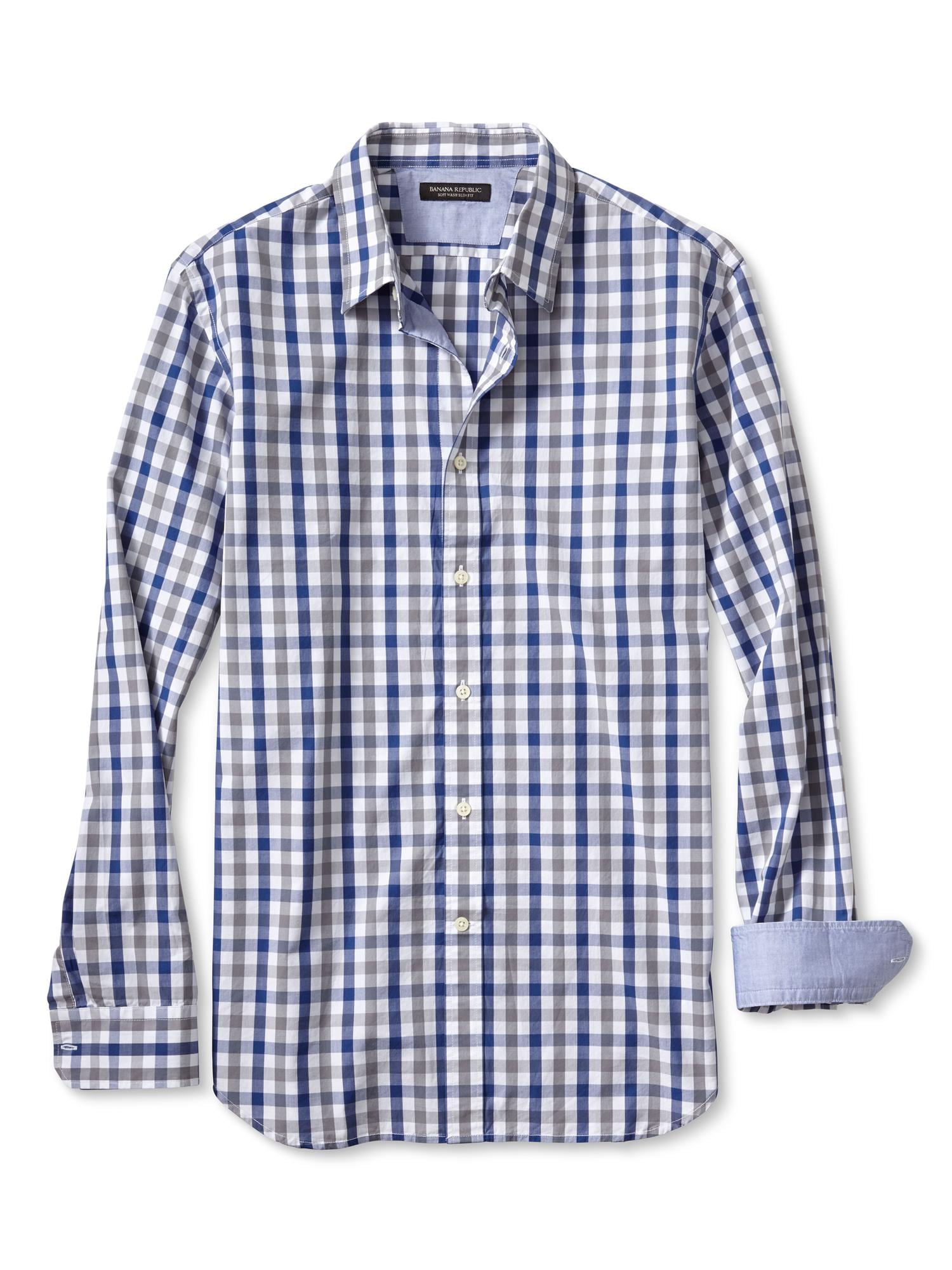 Slim-Fit Soft-Wash Open Plaid Shirt | Banana Republic