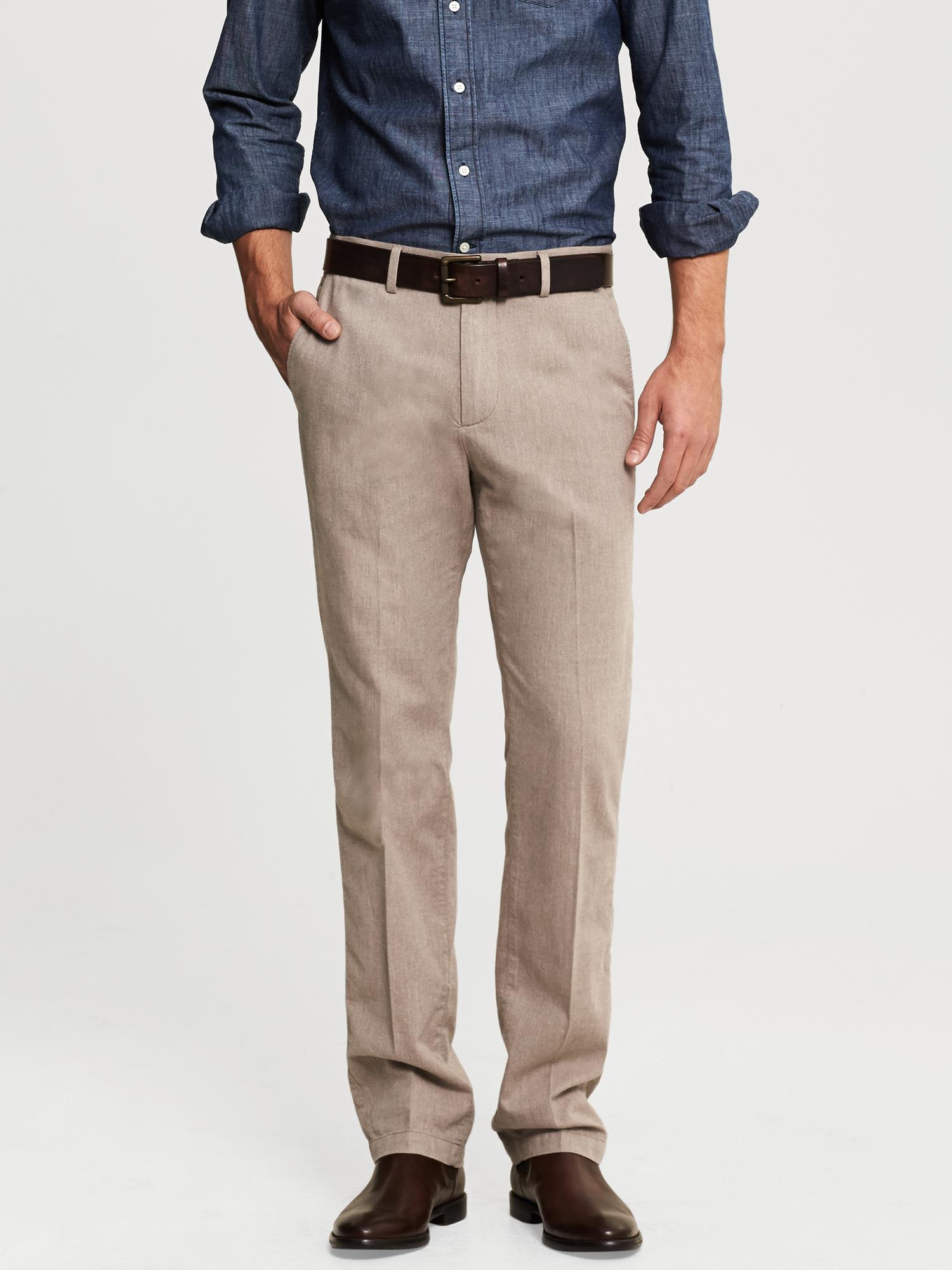 Kentfield Vintage StraightFit Heathered Tan Cotton Pant Banana Republic