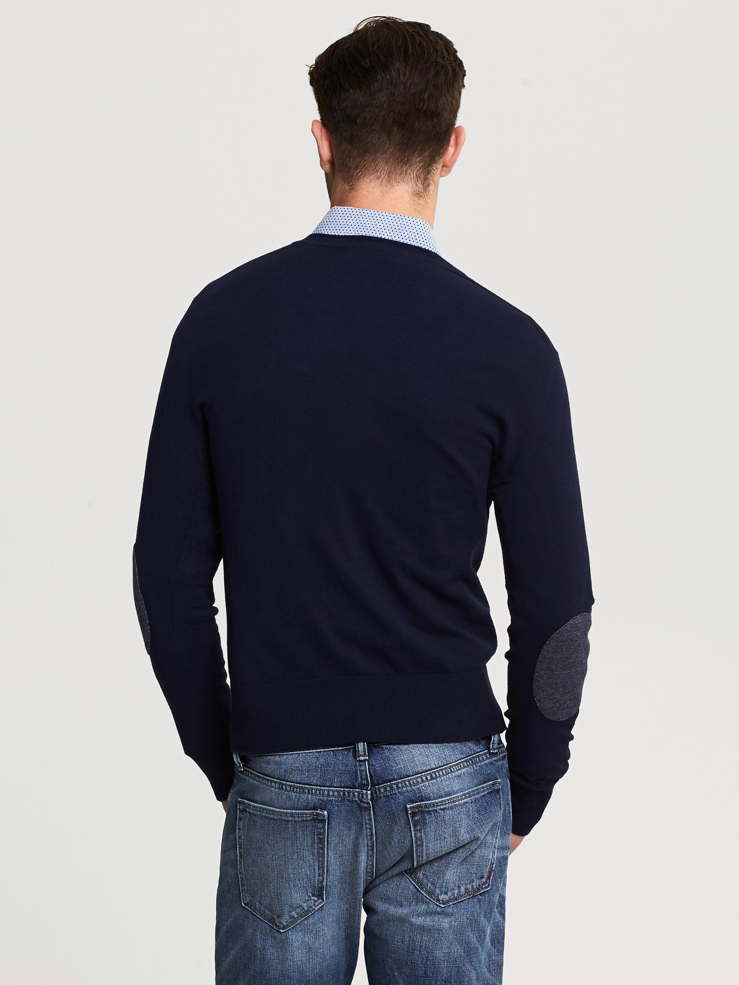 Elbow Patch V Neck Pullover Banana Republic