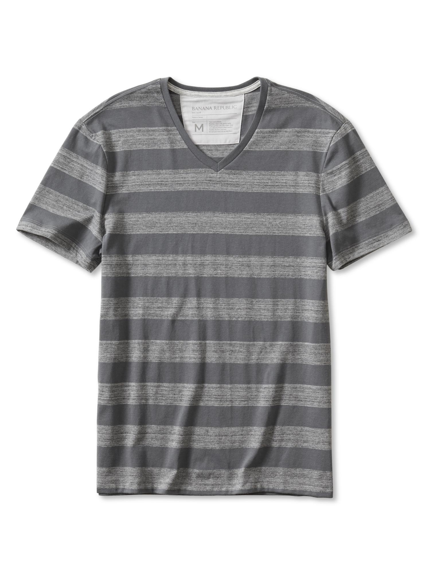 Space-Dye Striped V-Neck Tee | Banana Republic